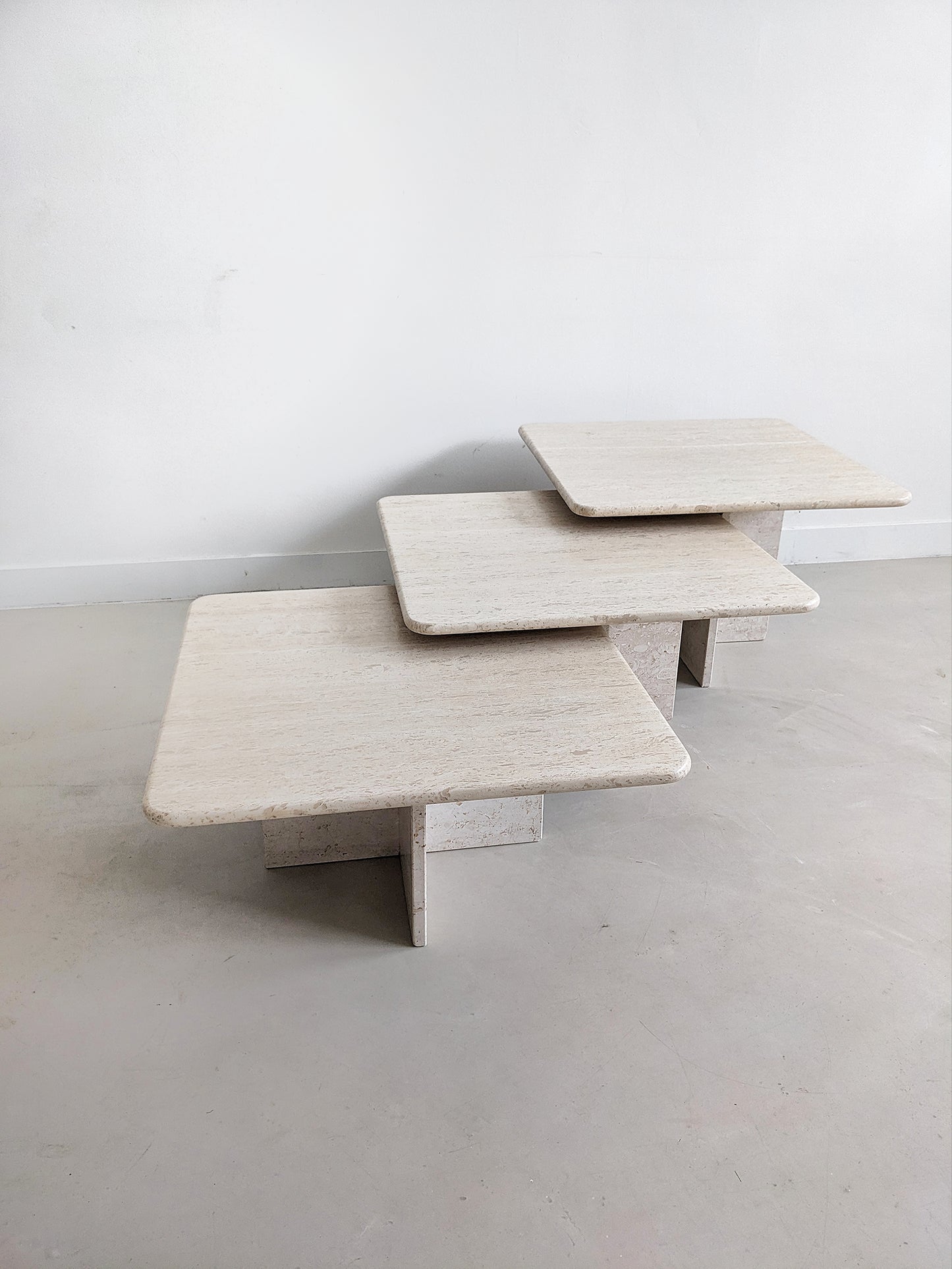 Set of 3 Travertine Nesting Tables 1980's