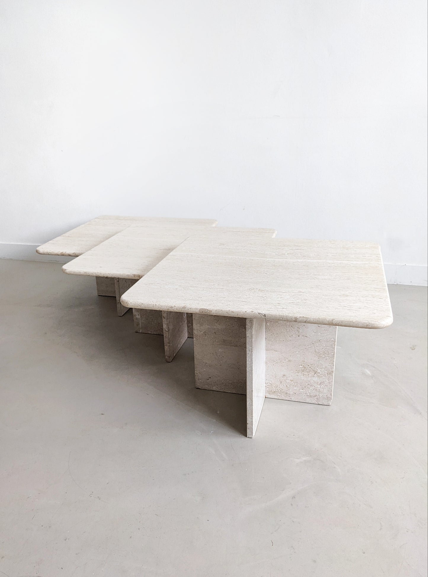 Set of 3 Travertine Nesting Tables 1980's