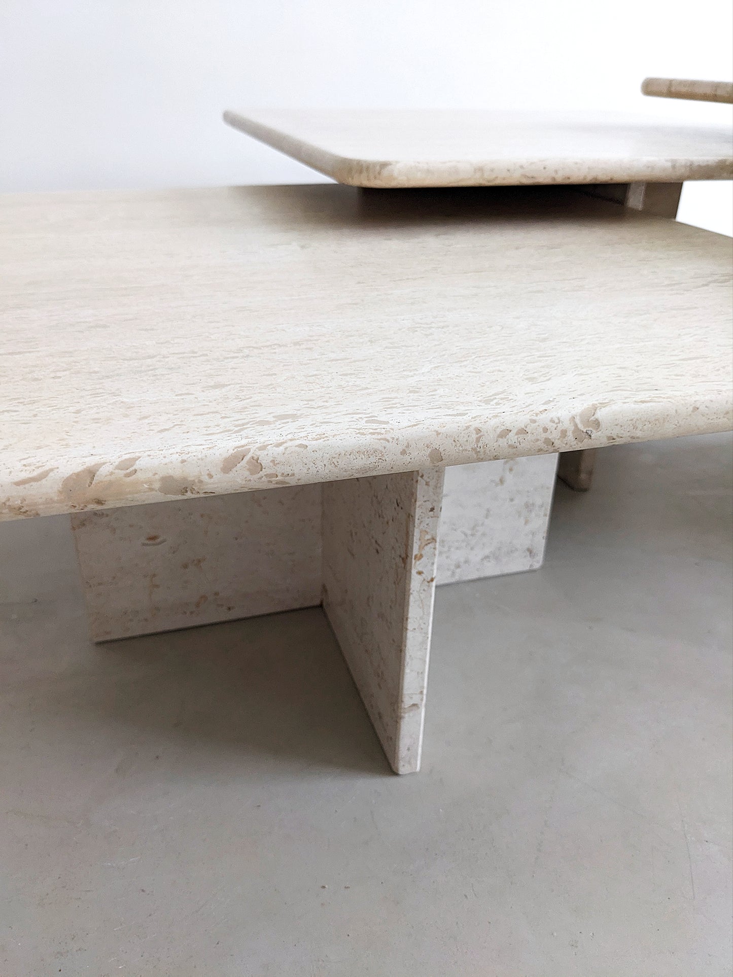 Set of 3 Travertine Nesting Tables 1980's