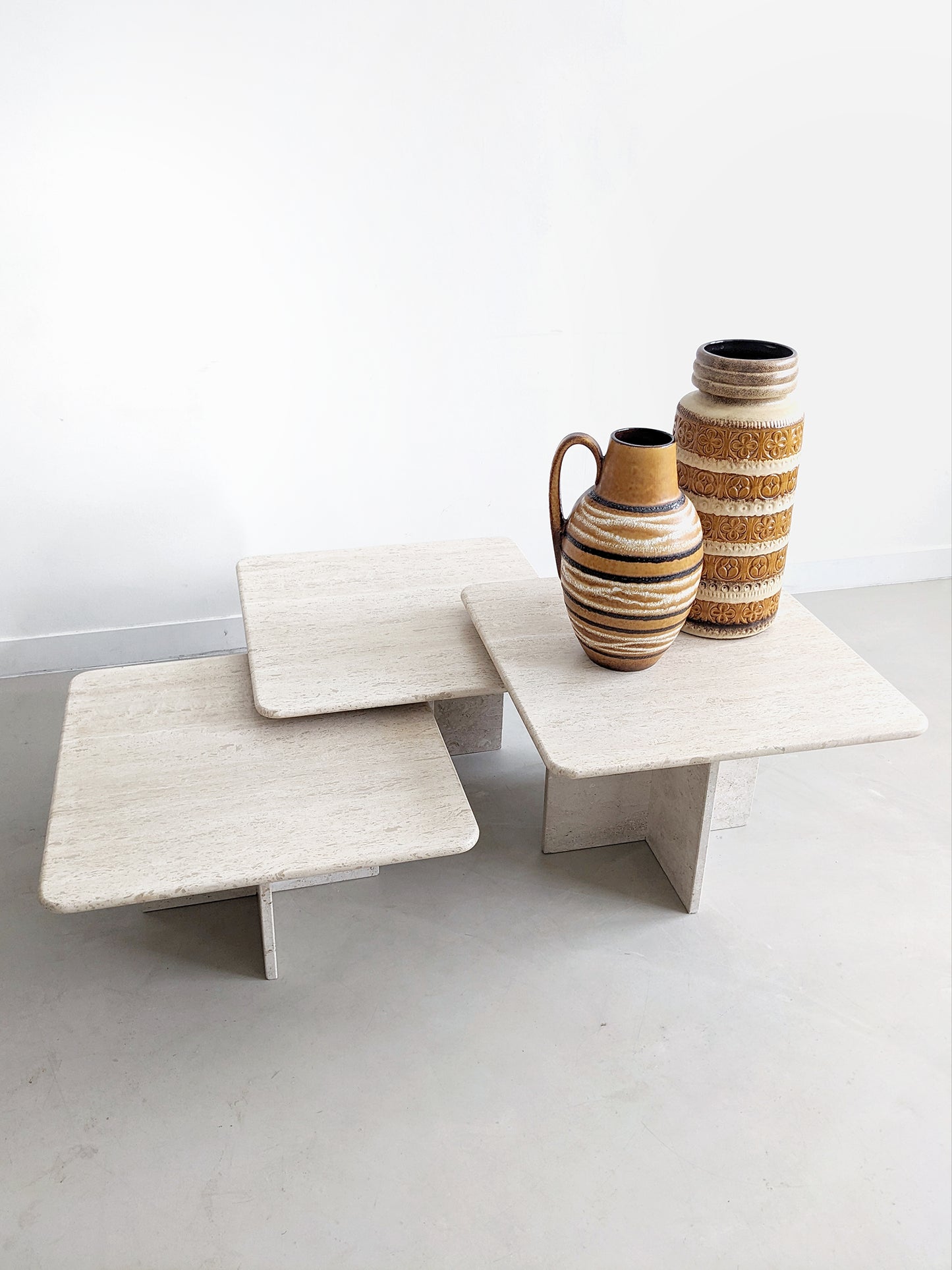 Set of 3 Travertine Nesting Tables 1980's