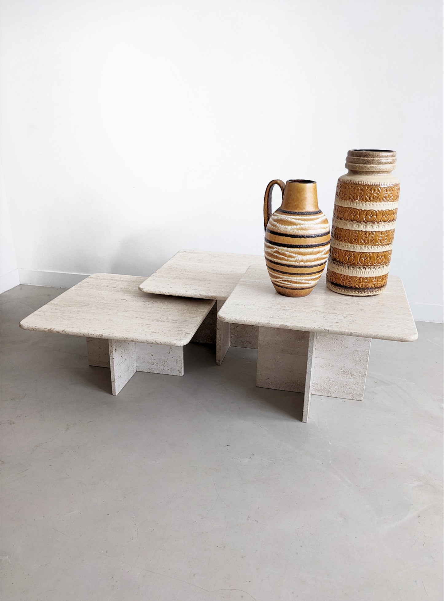 Set of 3 Travertine Nesting Tables 1980's