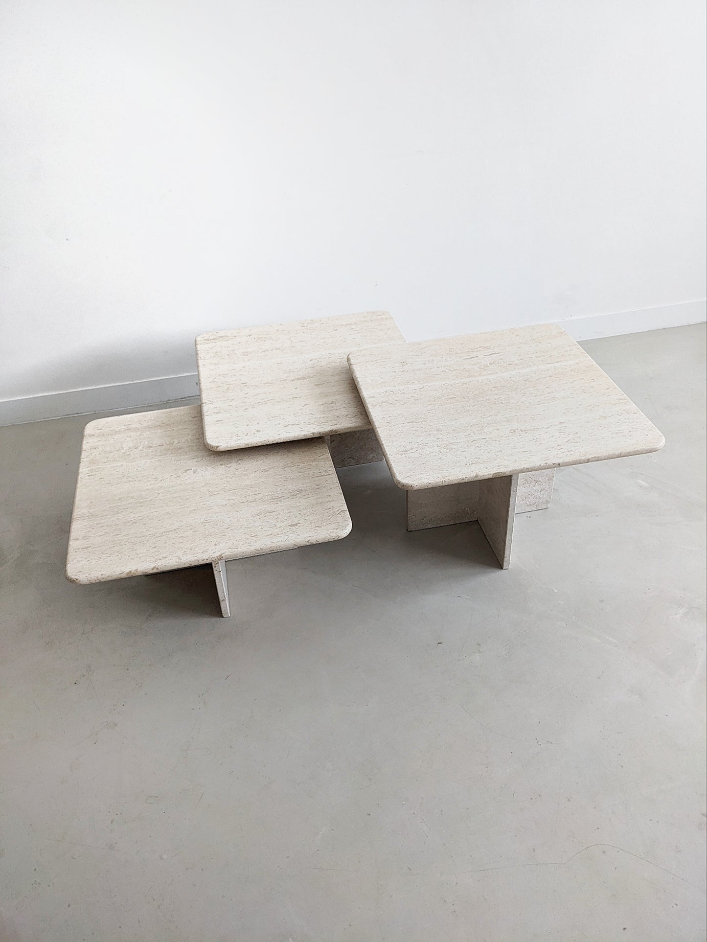 Set of 3 Travertine Nesting Tables 1980's