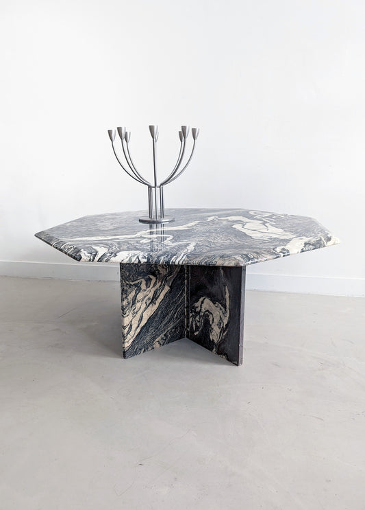 Italian Hexagon Coffee Table in Cipollino Ondulato Marble 1970s