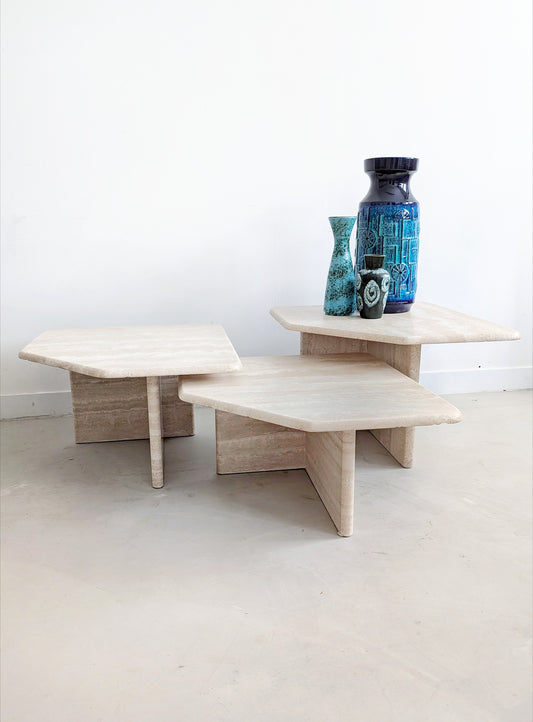 Travertine Nesting Tables 1980s