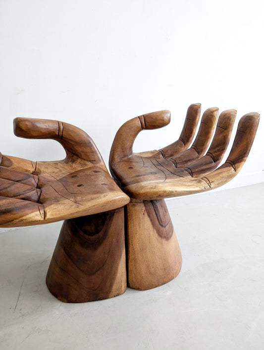 Handcarved Suar Wood Hand Chairs 1970's