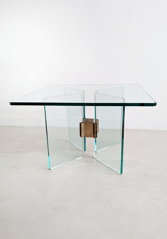 Glass & Brass Side Table by Peter Ghyczy 1970's