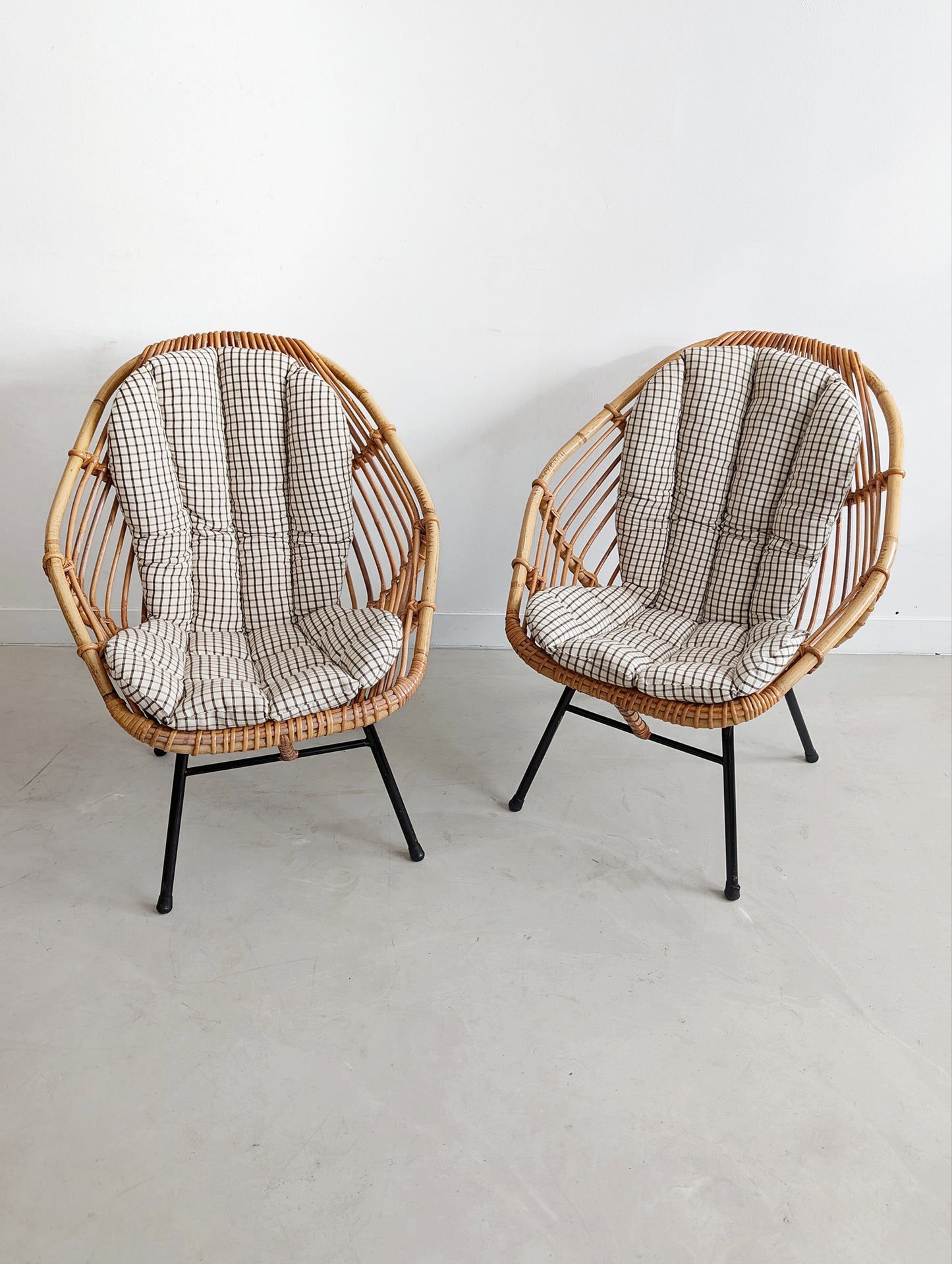 Set of 2 Rattan Bucket Loungechairs 1960s