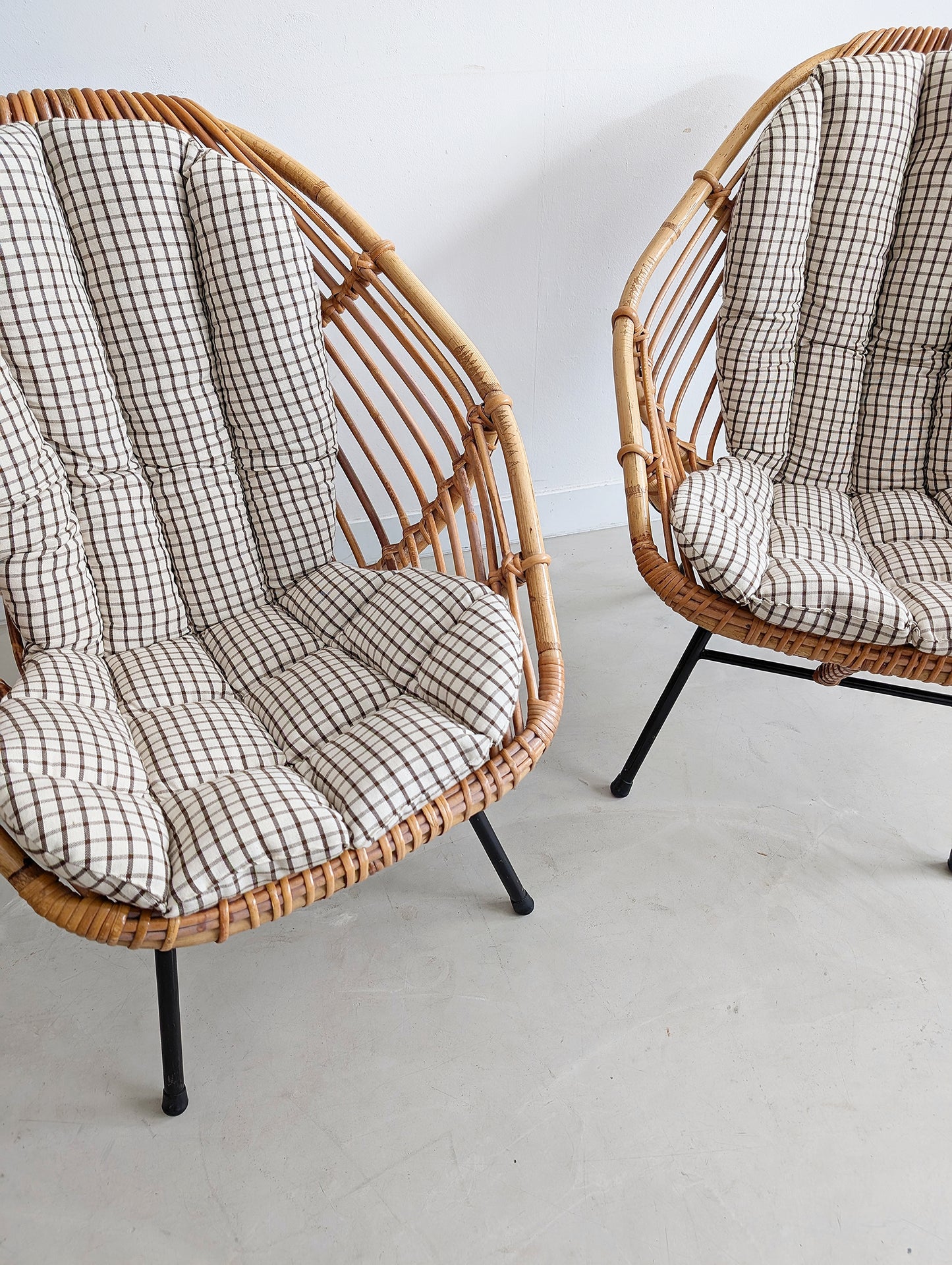 Set of 2 Rattan Bucket Loungechairs 1960s