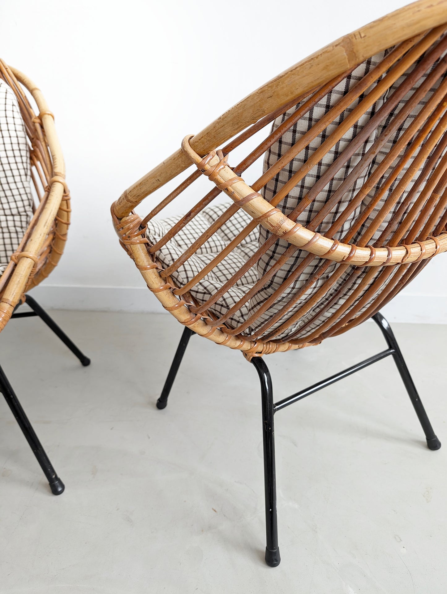 Set of 2 Rattan Bucket Loungechairs 1960s