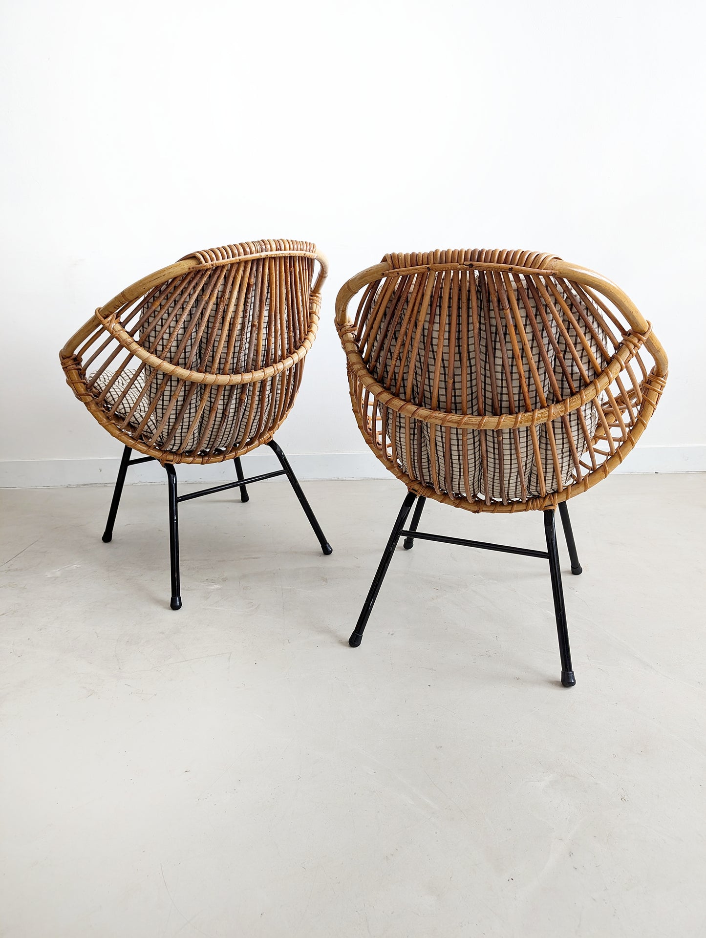 Set of 2 Rattan Bucket Loungechairs 1960s