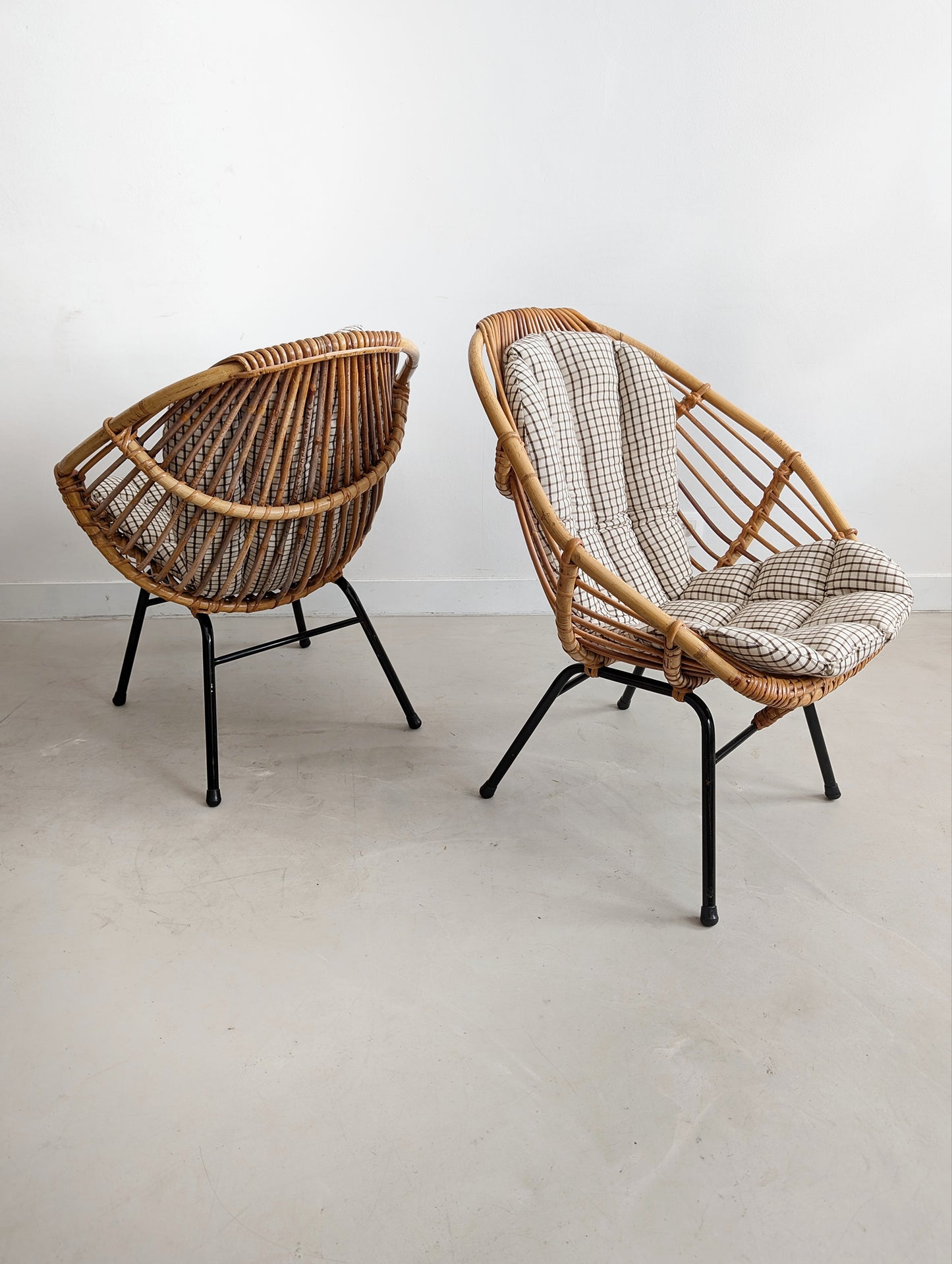 Set of 2 Rattan Bucket Loungechairs 1960s