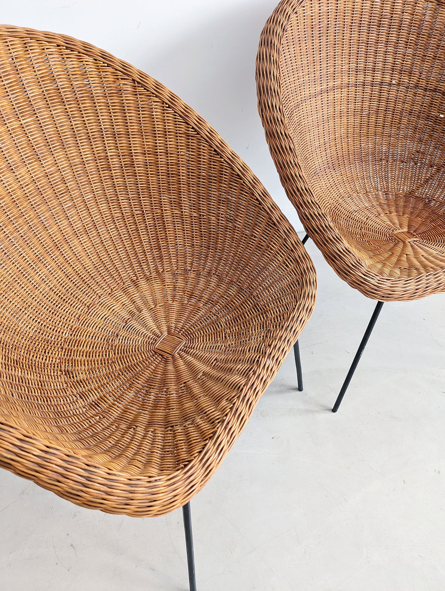 Set of 2 Rattan Bucket Chairs 1970s