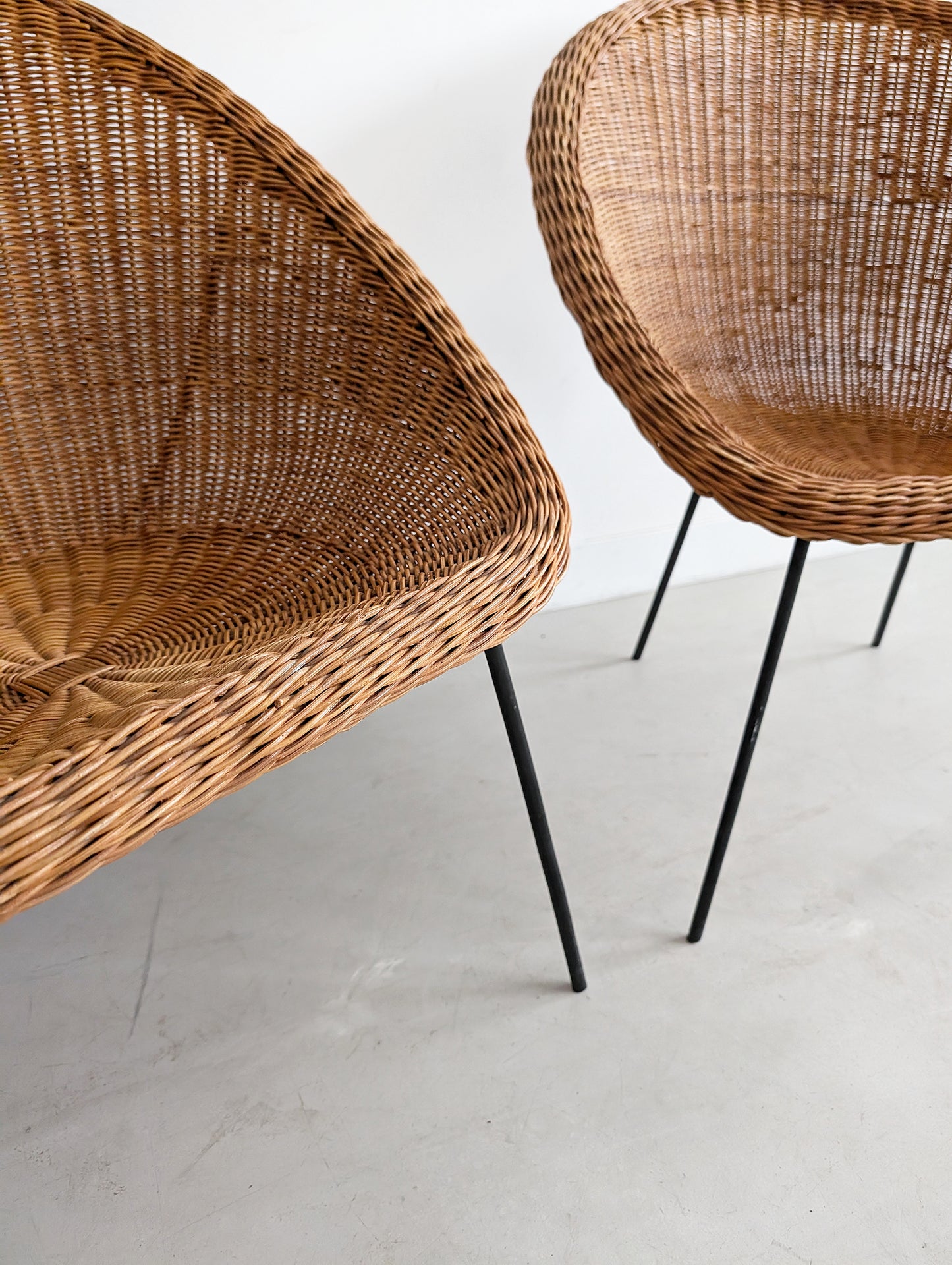 Set of 2 Rattan Bucket Chairs 1970s