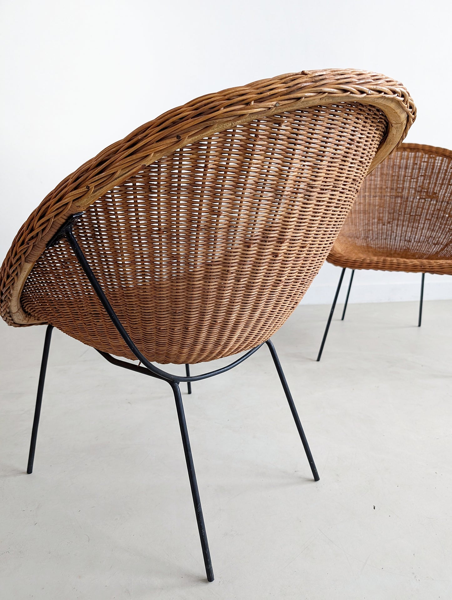 Set of 2 Rattan Bucket Chairs 1970s