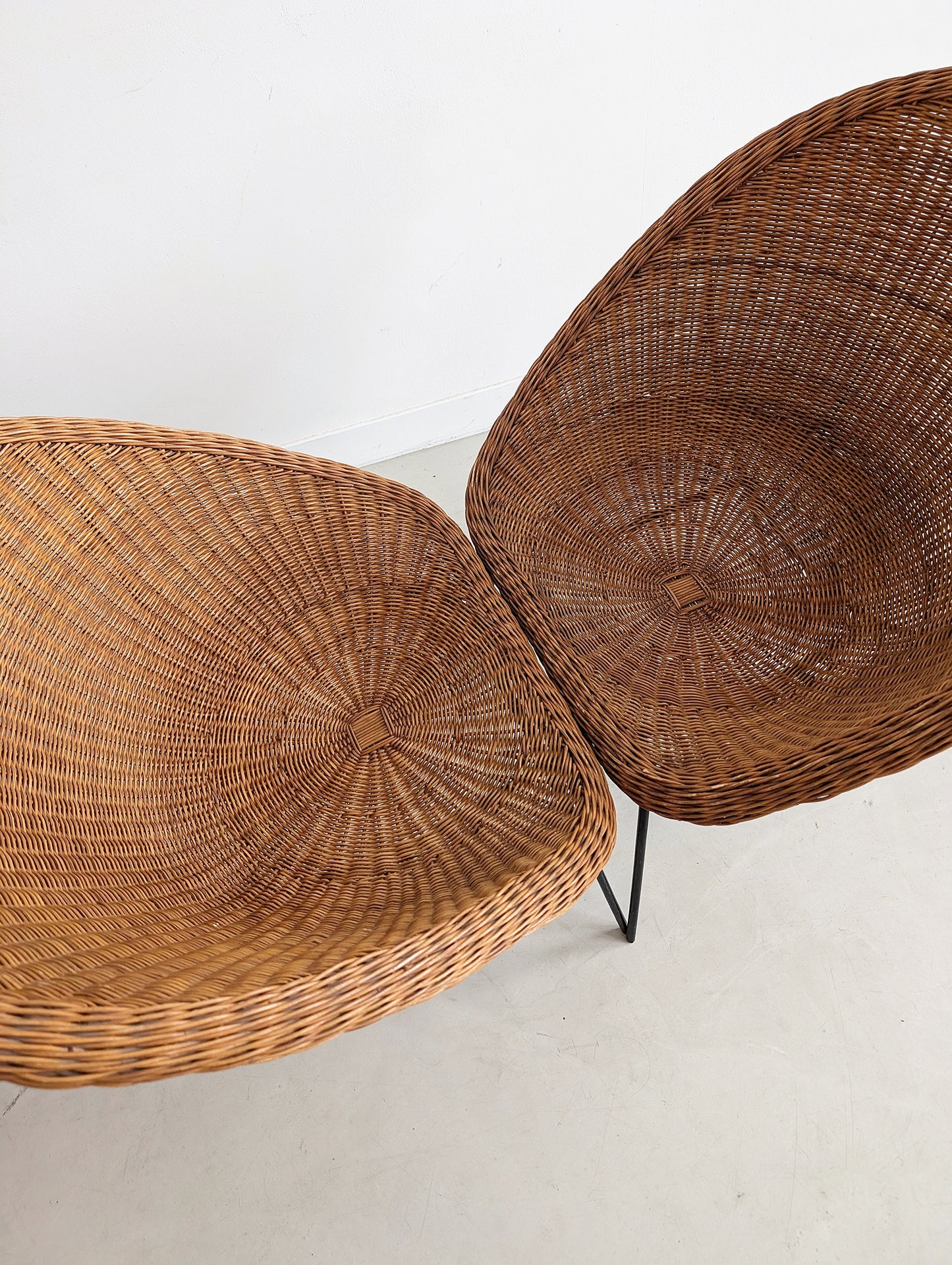 Set of 2 Rattan Bucket Chairs 1970s