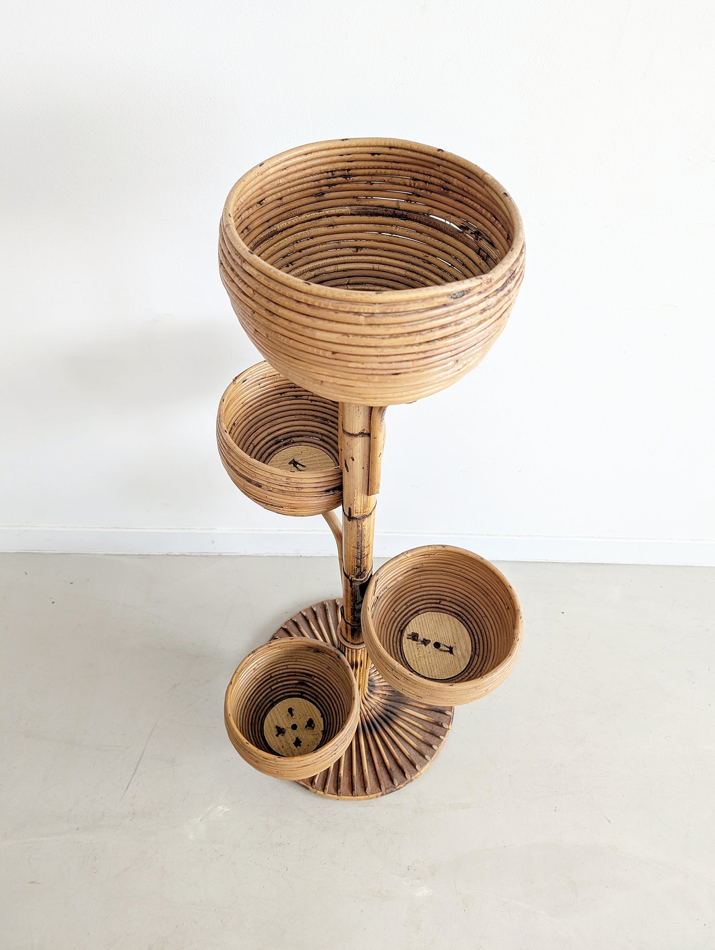Bamboo Rattan Planter 1970s