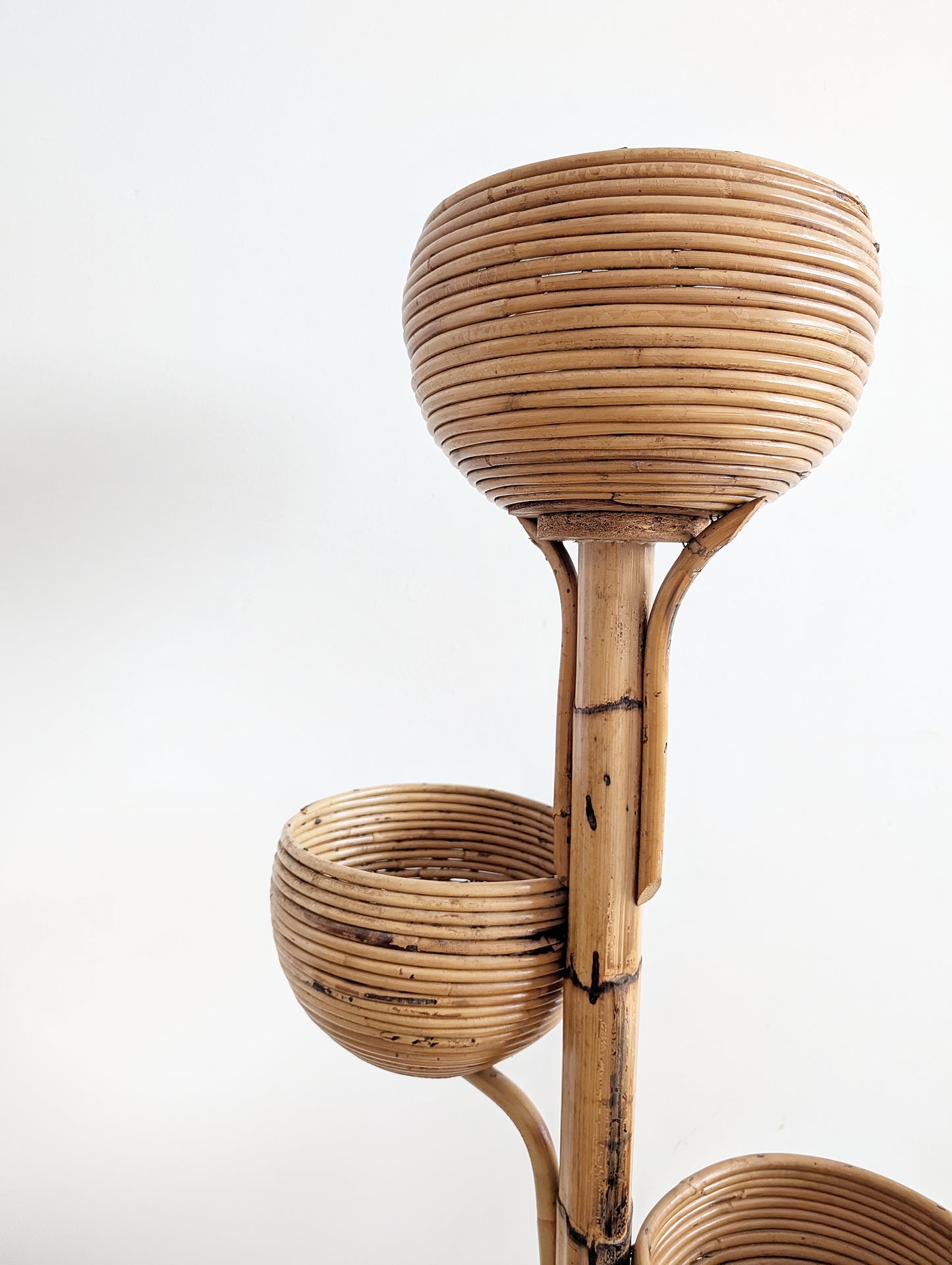 Bamboo Rattan Planter 1970s