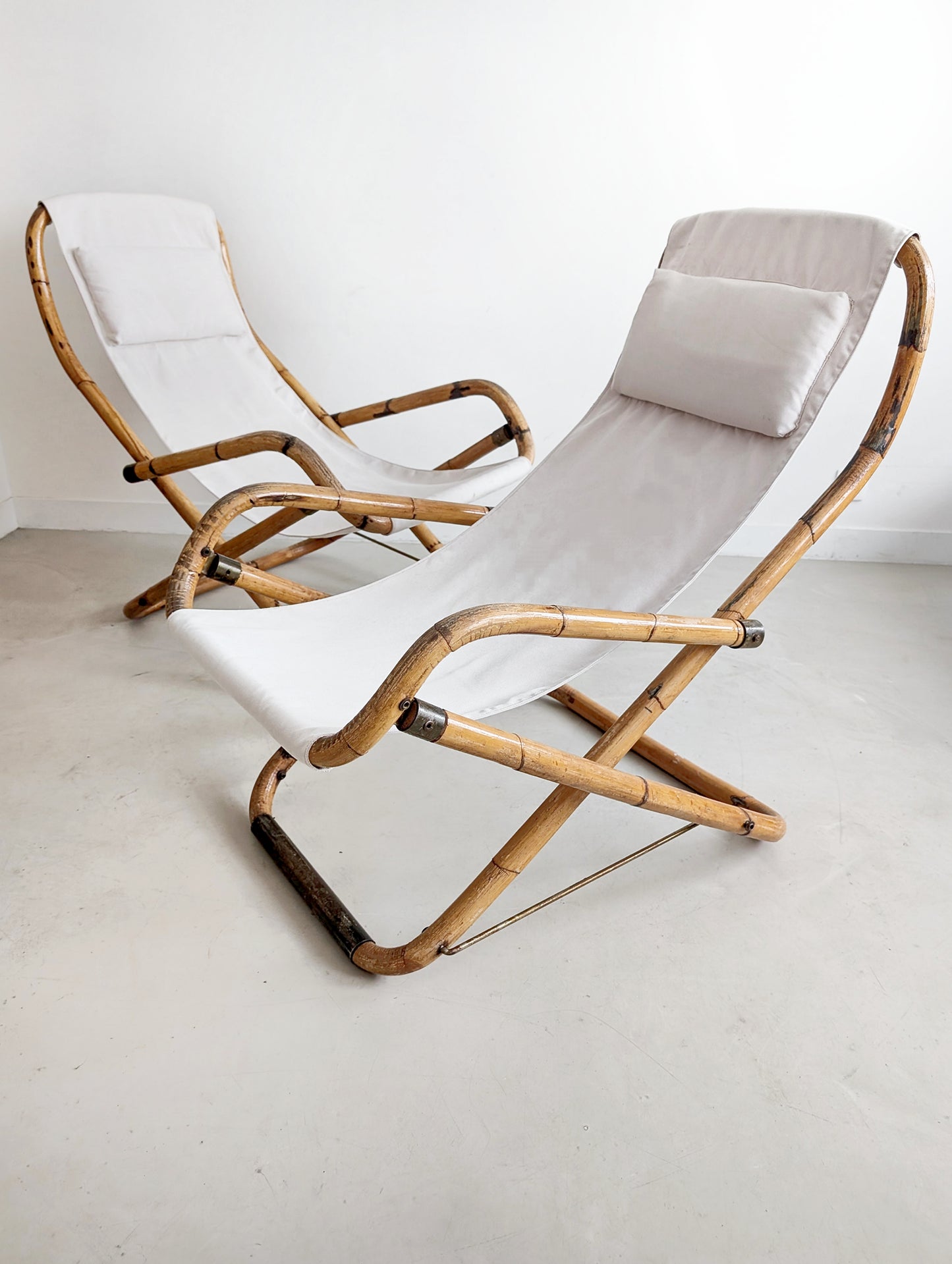 Set of 2 Italian Deck Chairs 1960s