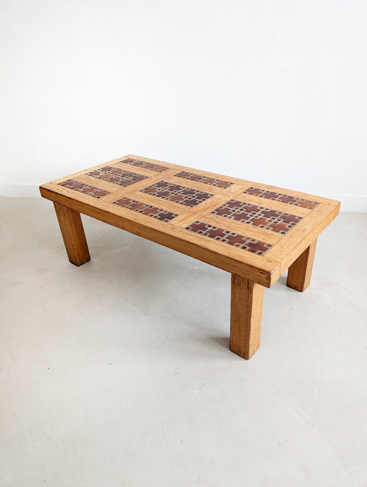 Brutalist Elm Wood Coffee Table 1970s