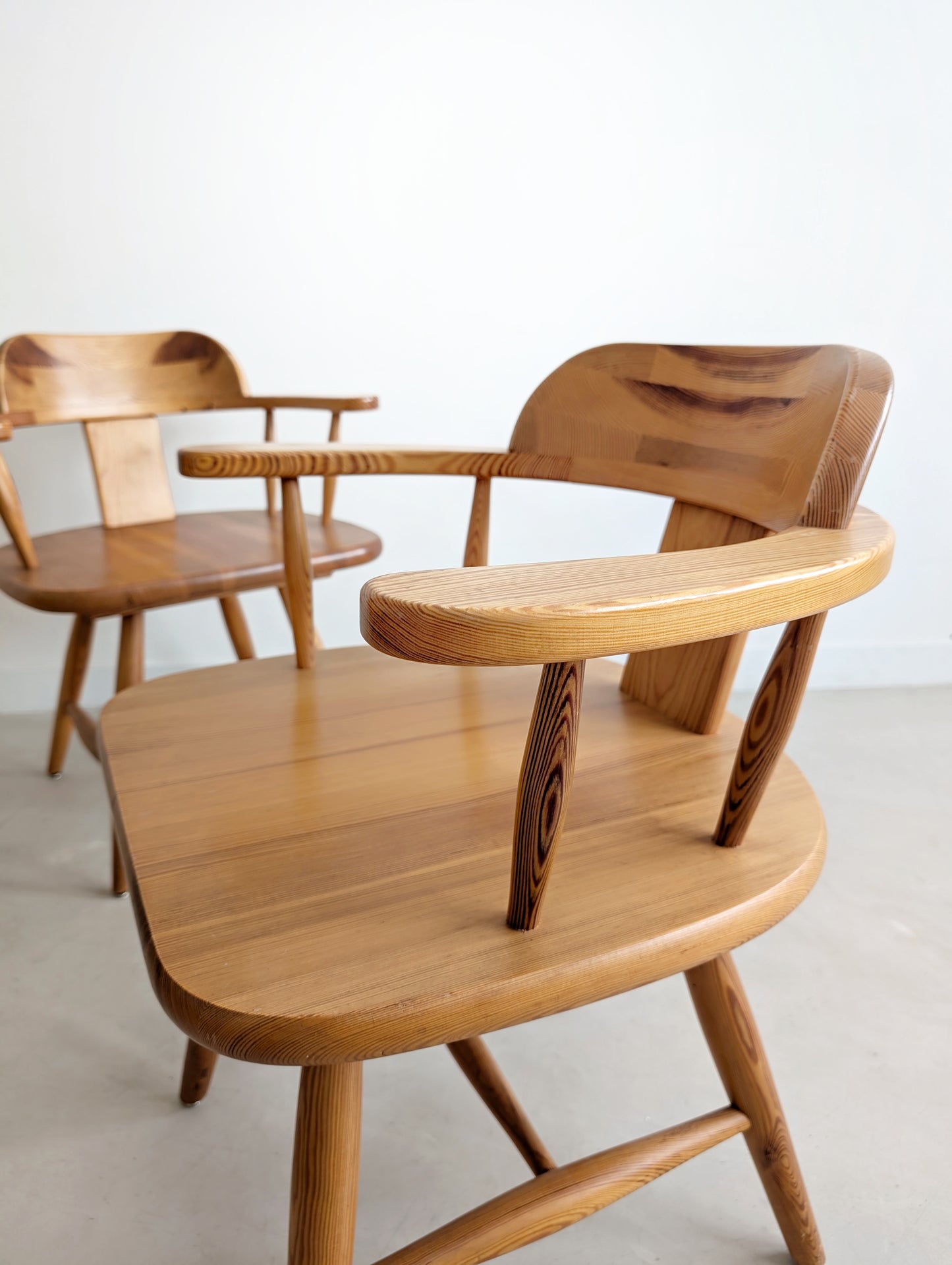 Set of 6 Pine Wood Dining Chairs by Asko Finland 1970s