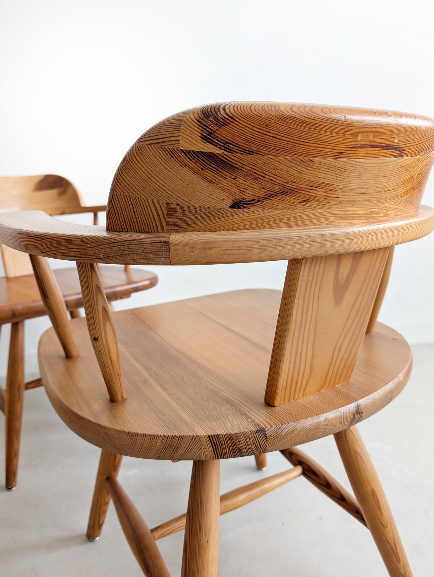 Set of 6 Pine Wood Dining Chairs by Asko Finland 1970s
