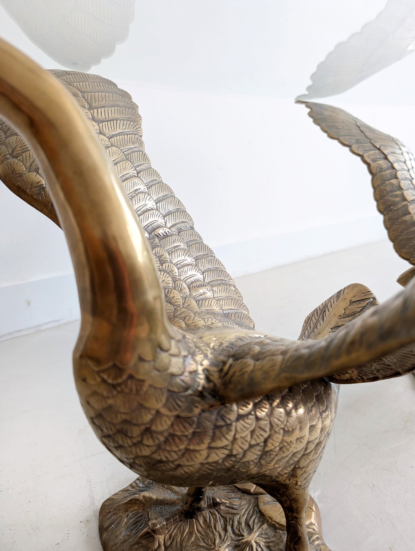 French Brass Swan Coffee Table 1970s