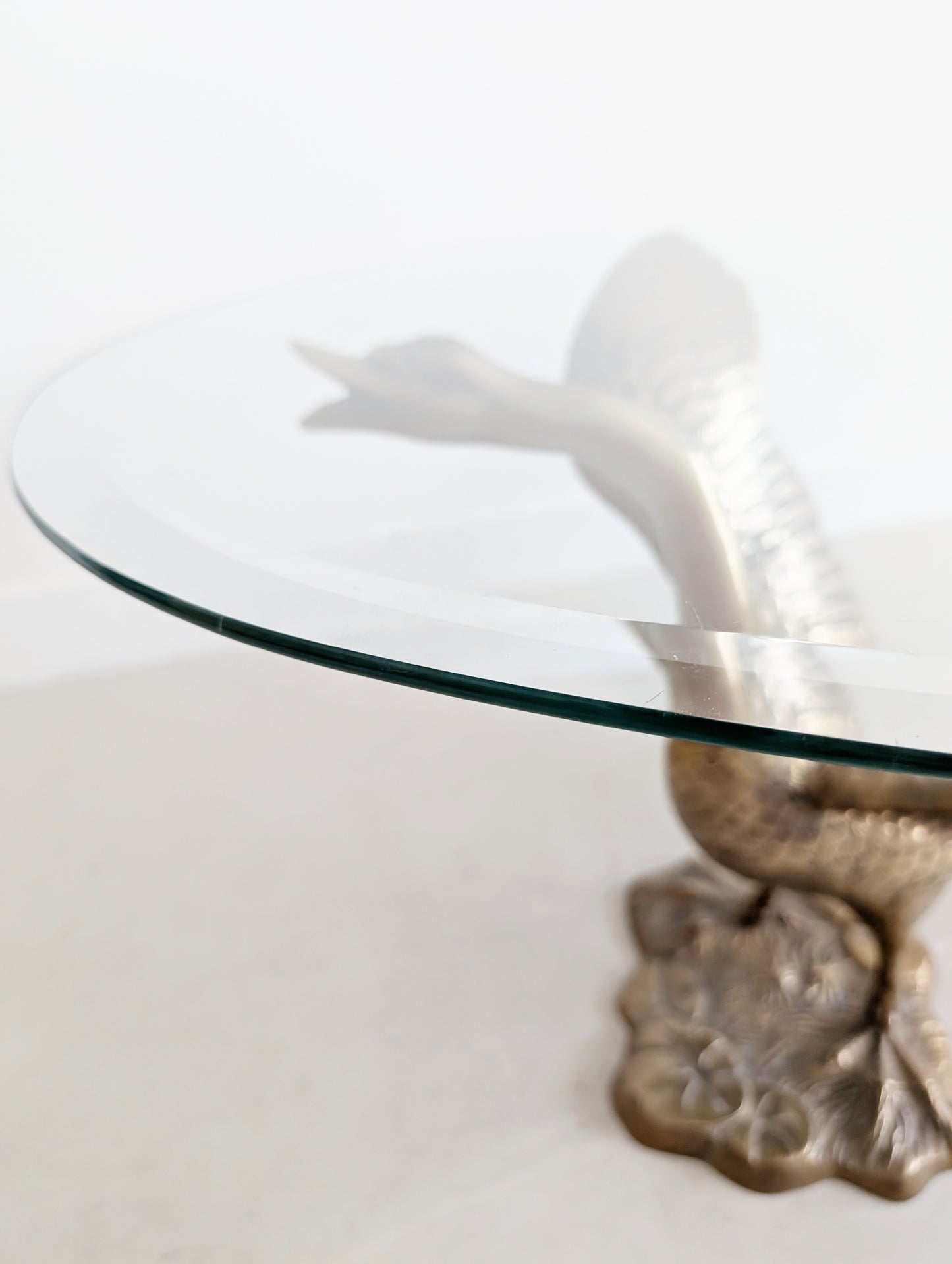 French Brass Swan Coffee Table 1970s