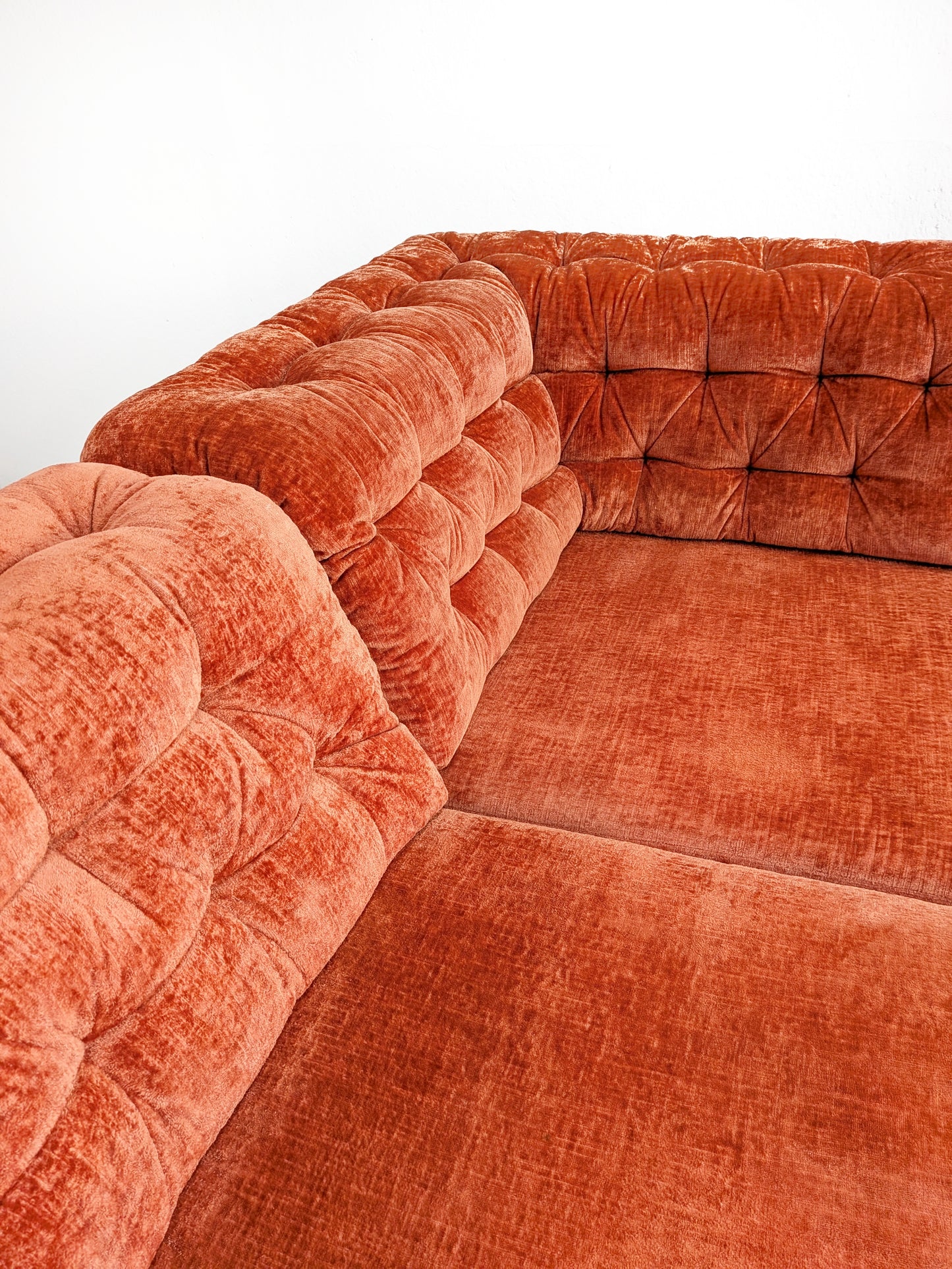 Modular Orange Velvet Sofa 1970s