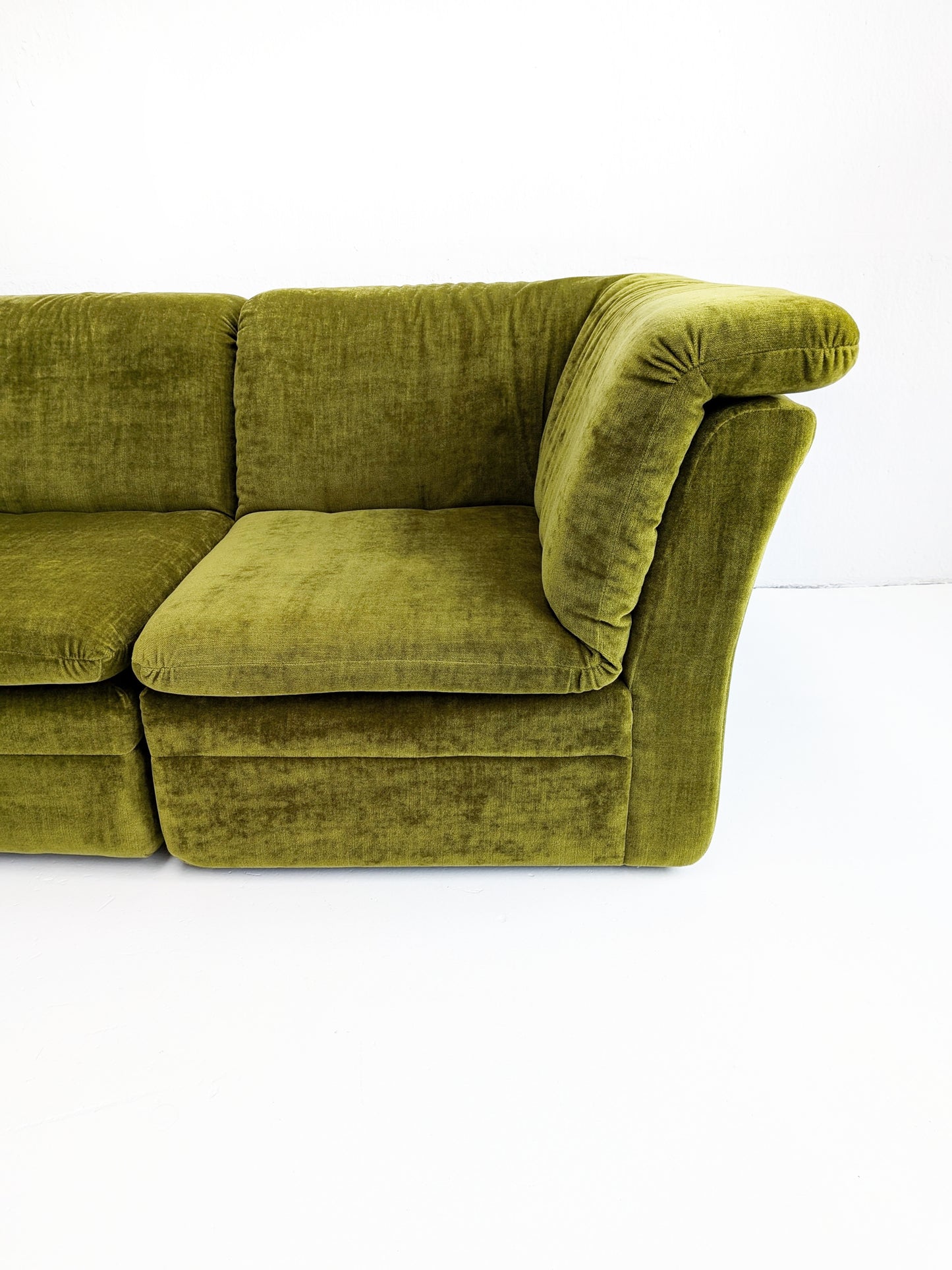 Modular Moss Green Velvet Sofa 1970s