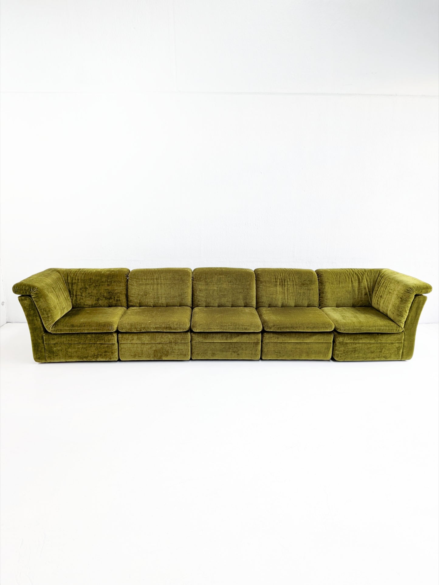Modular Moss Green Velvet Sofa 1970s