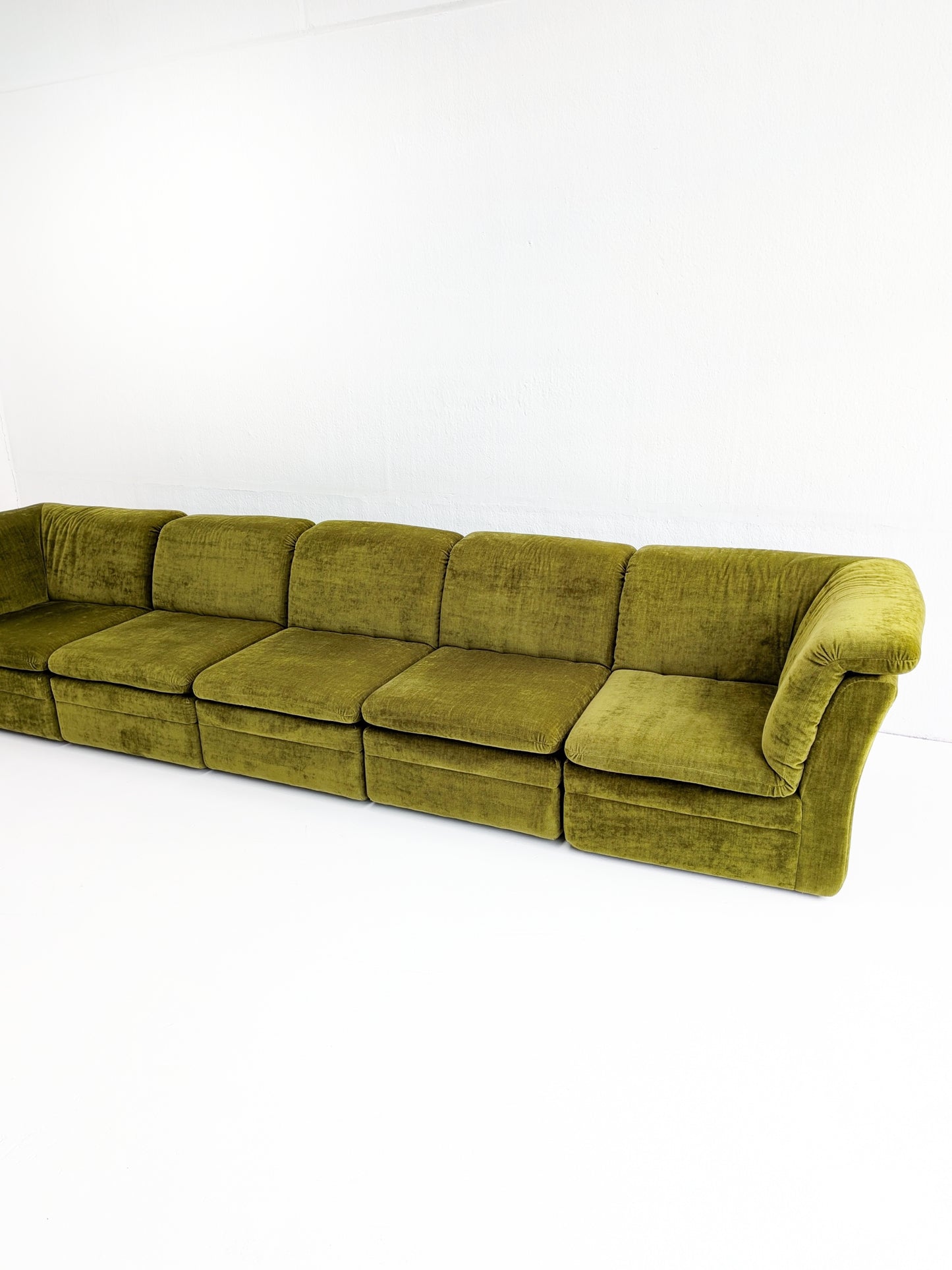 Modular Moss Green Velvet Sofa 1970s