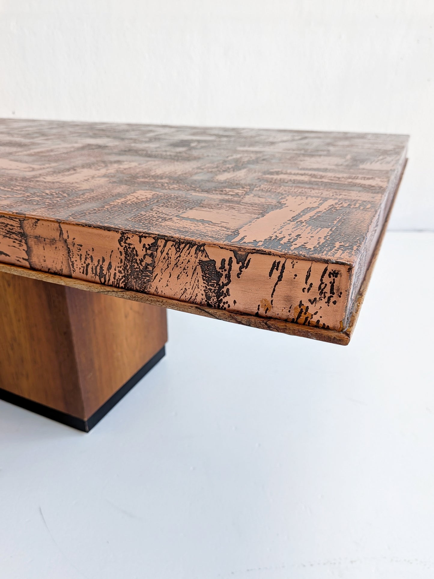 Brutalist Copper Plated Coffee Table by Heinz Lilienthal 1970s