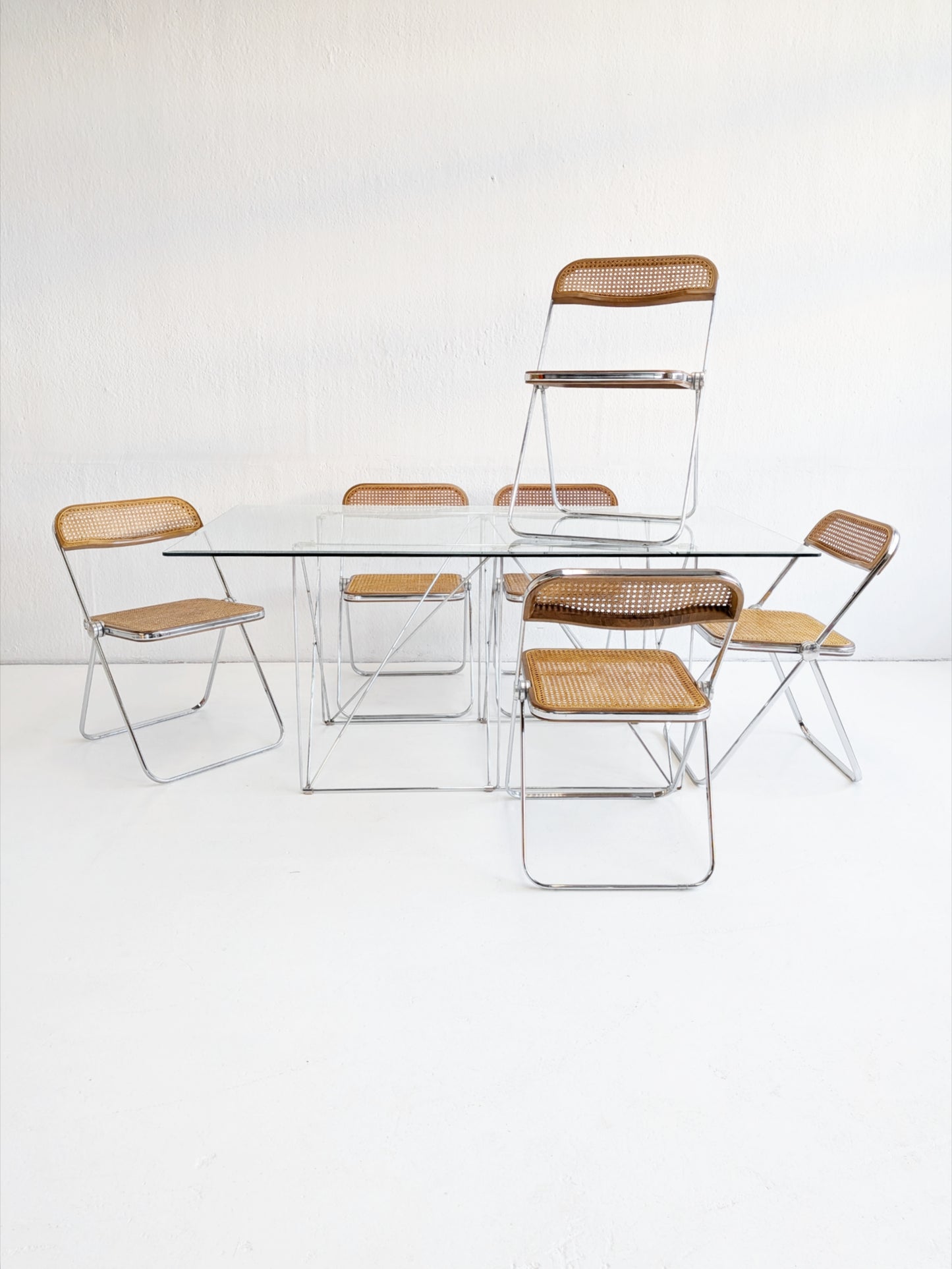 Foldable Steel & Glass Dining Table by Max Sauze 1970s