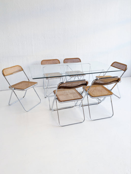 Foldable Steel & Glass Dining Table by Max Sauze 1970s