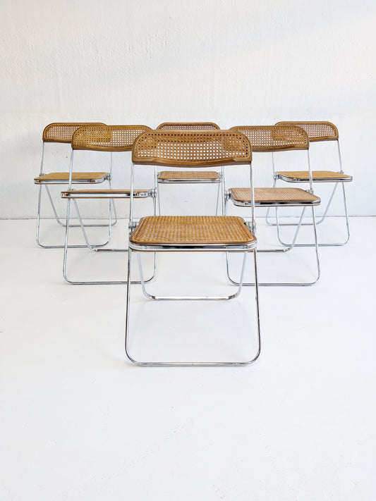 Set of 6 'Plia' Folding Chairs by Giancarlo Piretti for Anonima Castelli 1970s