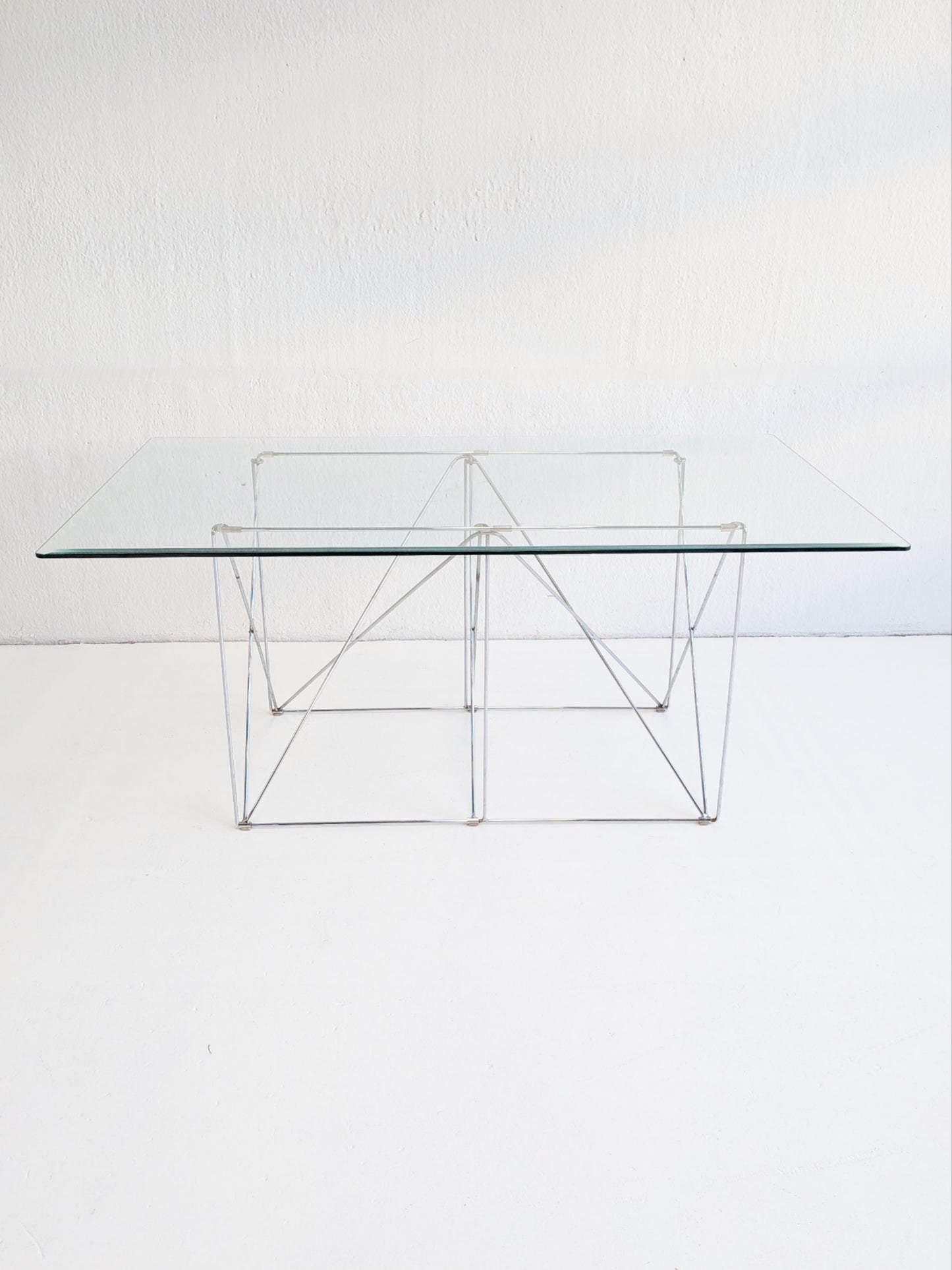 Foldable Steel & Glass Dining Table by Max Sauze 1970s