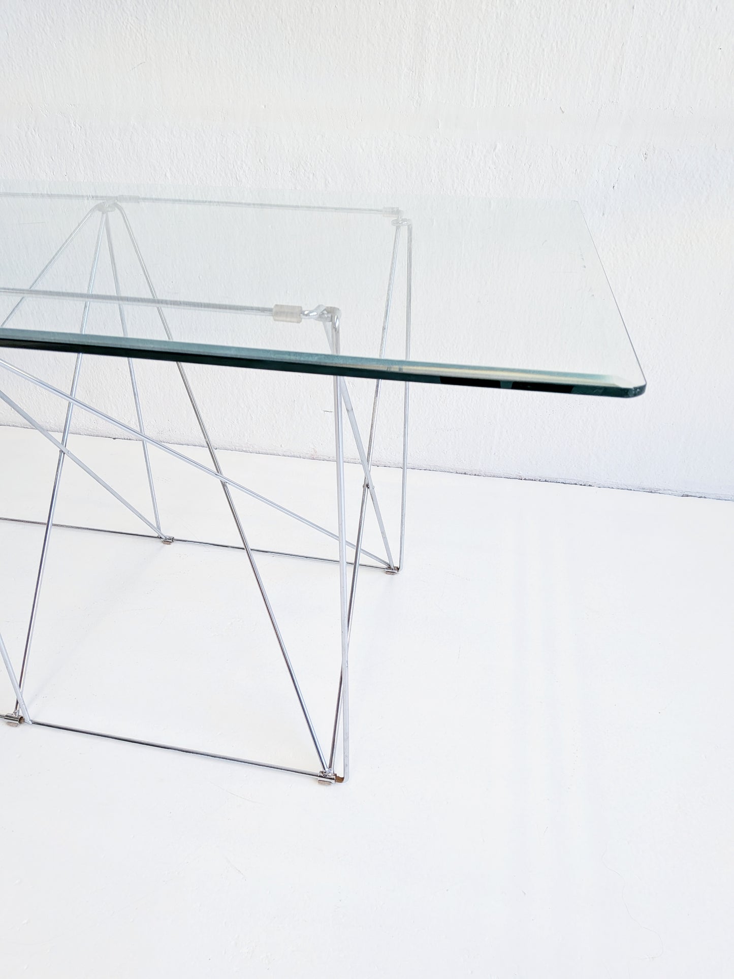 Foldable Steel & Glass Dining Table by Max Sauze 1970s