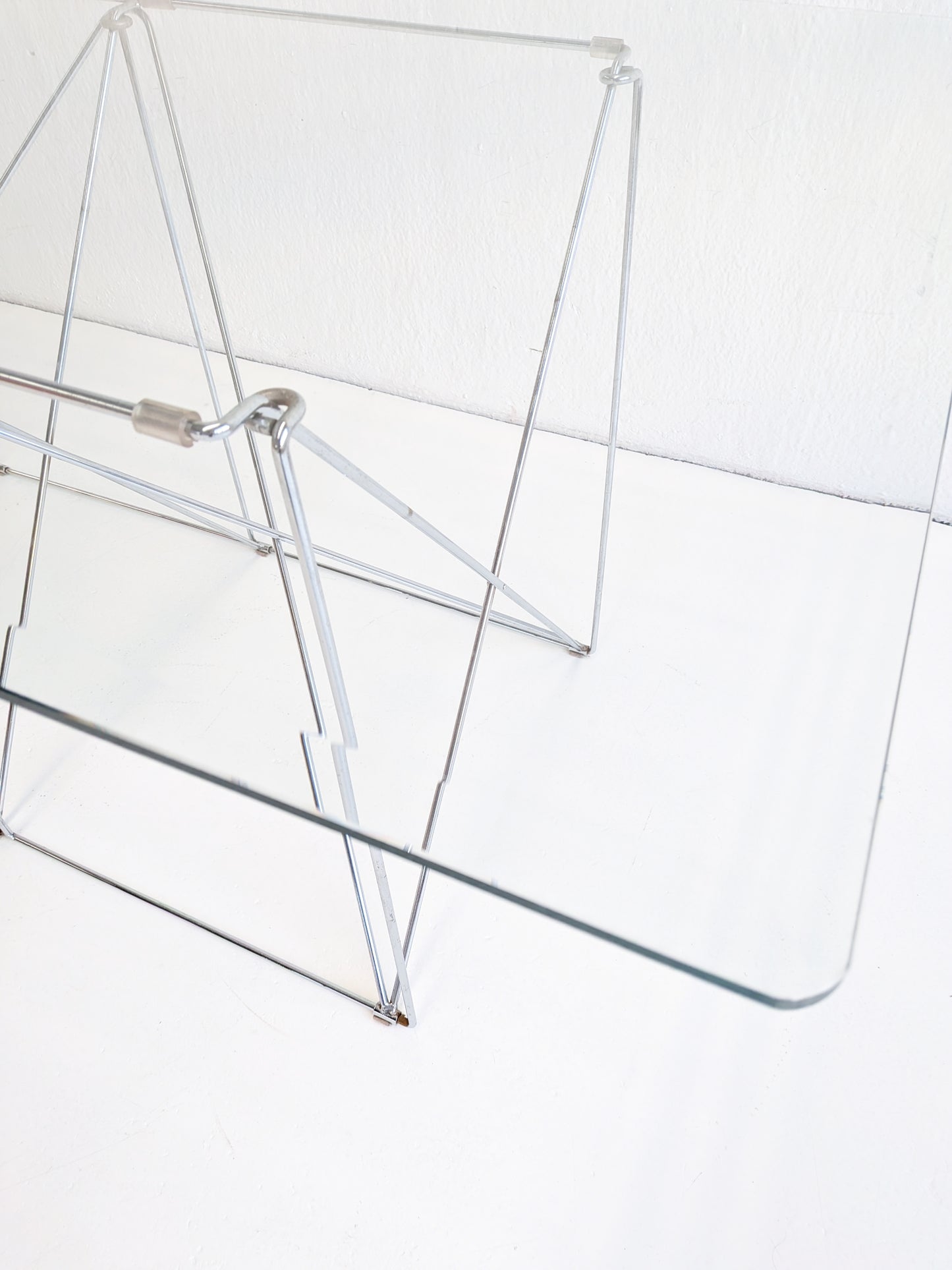 Foldable Steel & Glass Dining Table by Max Sauze 1970s