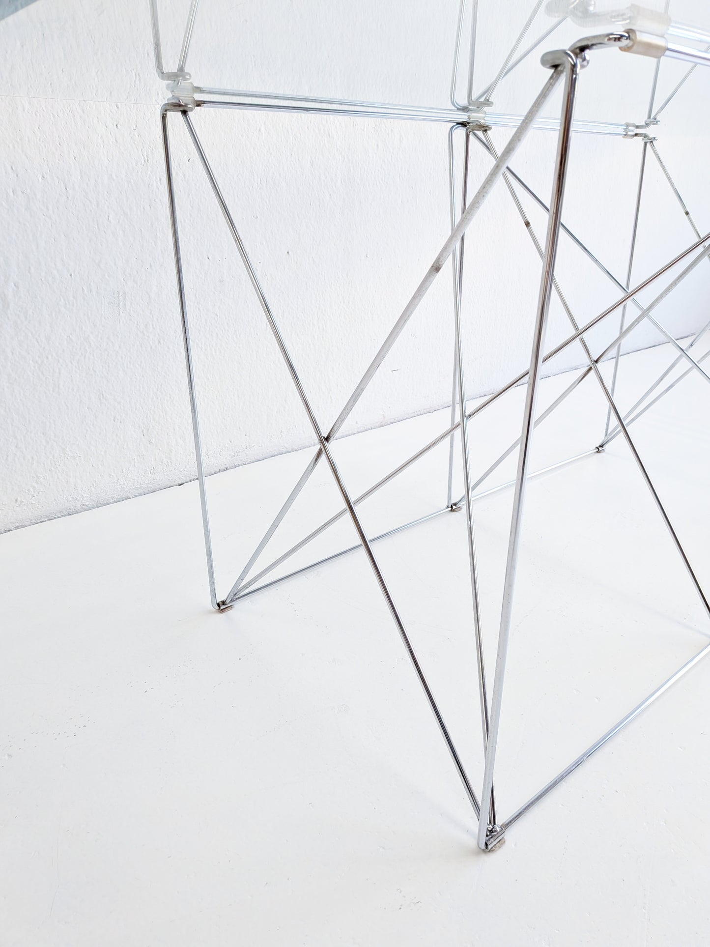 Foldable Steel & Glass Dining Table by Max Sauze 1970s