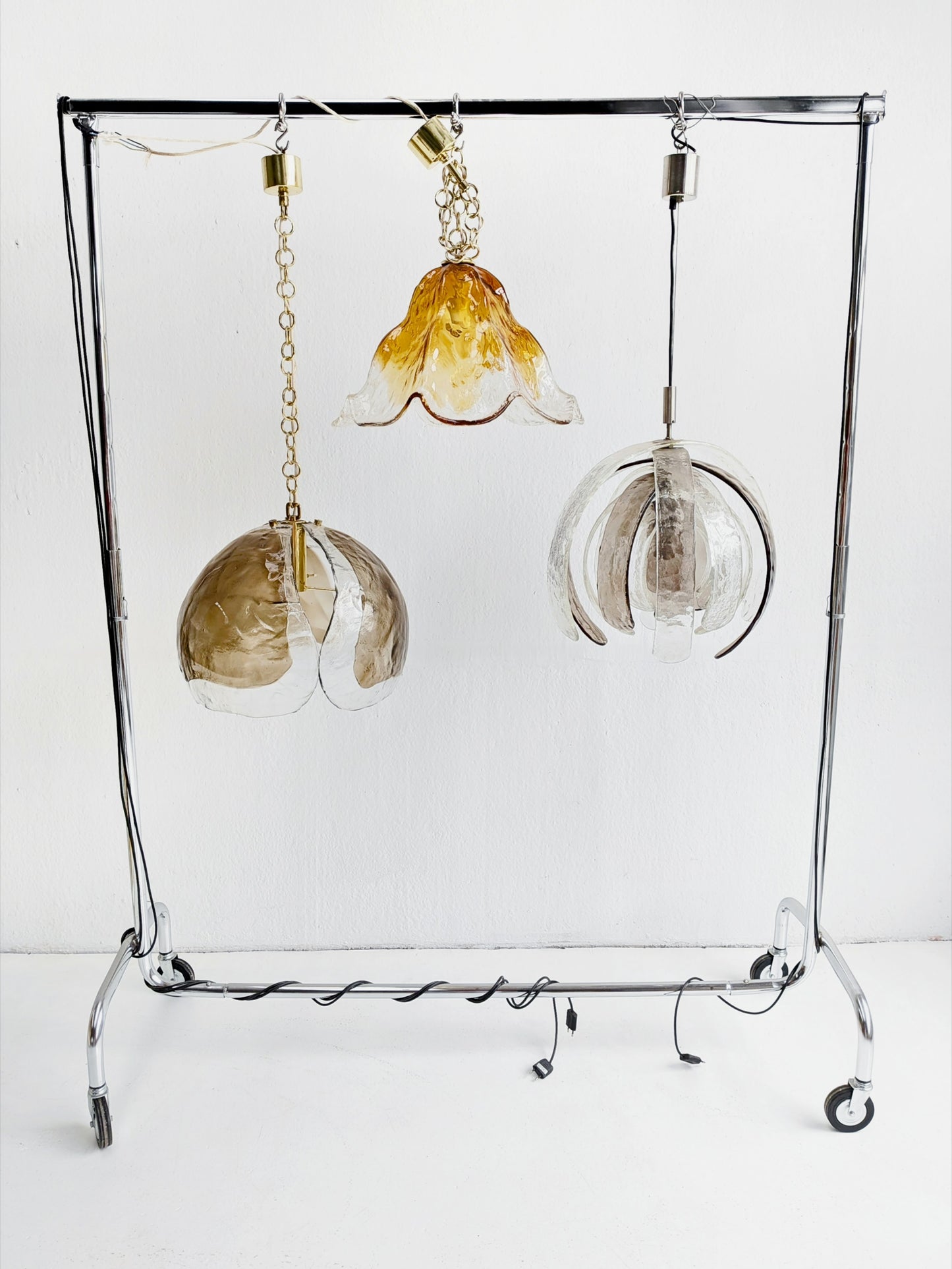 Murano Glass Flower Chandelier 1970s