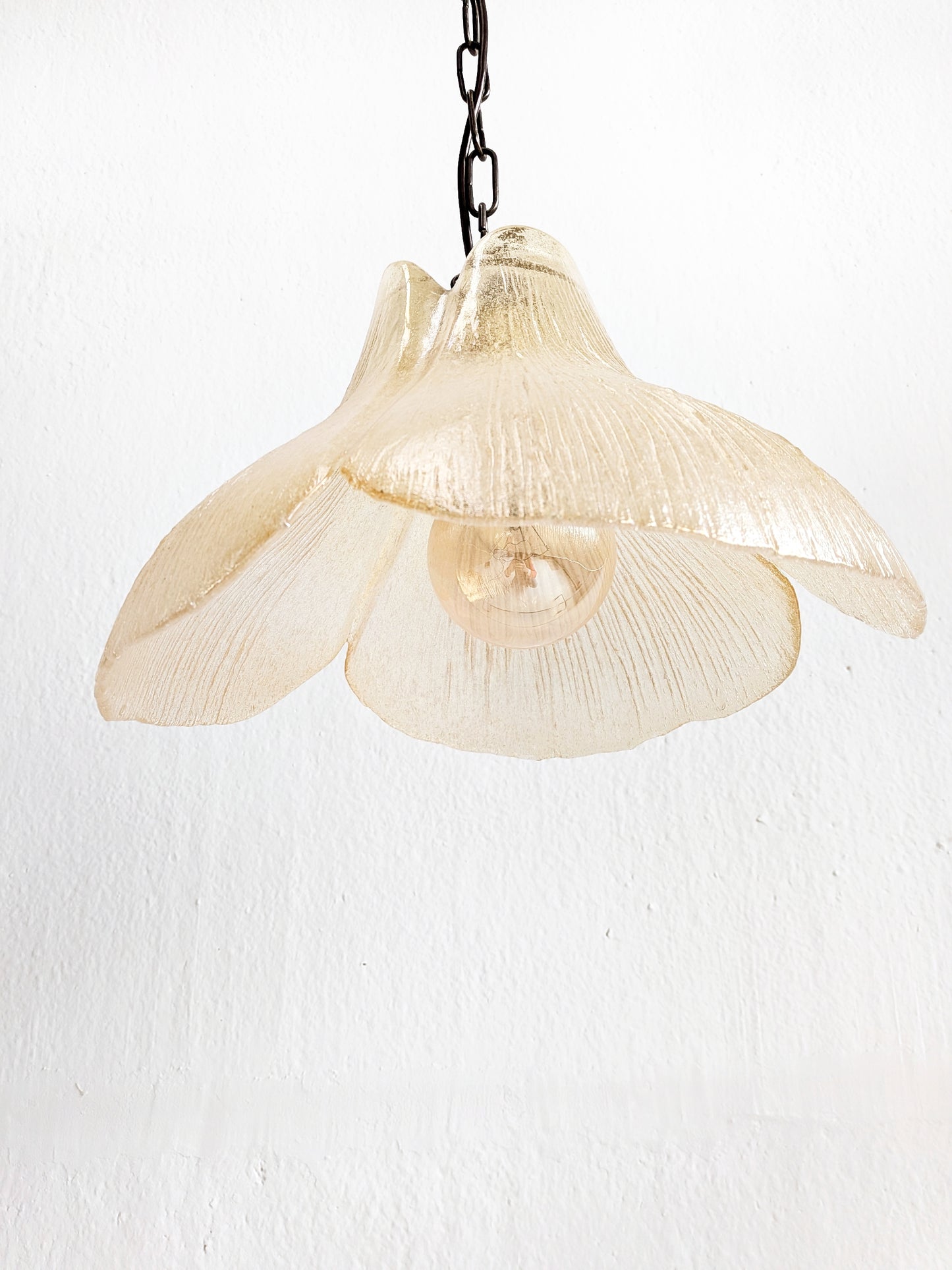 Flower Shaped Glass Pendant Lamp 1970s