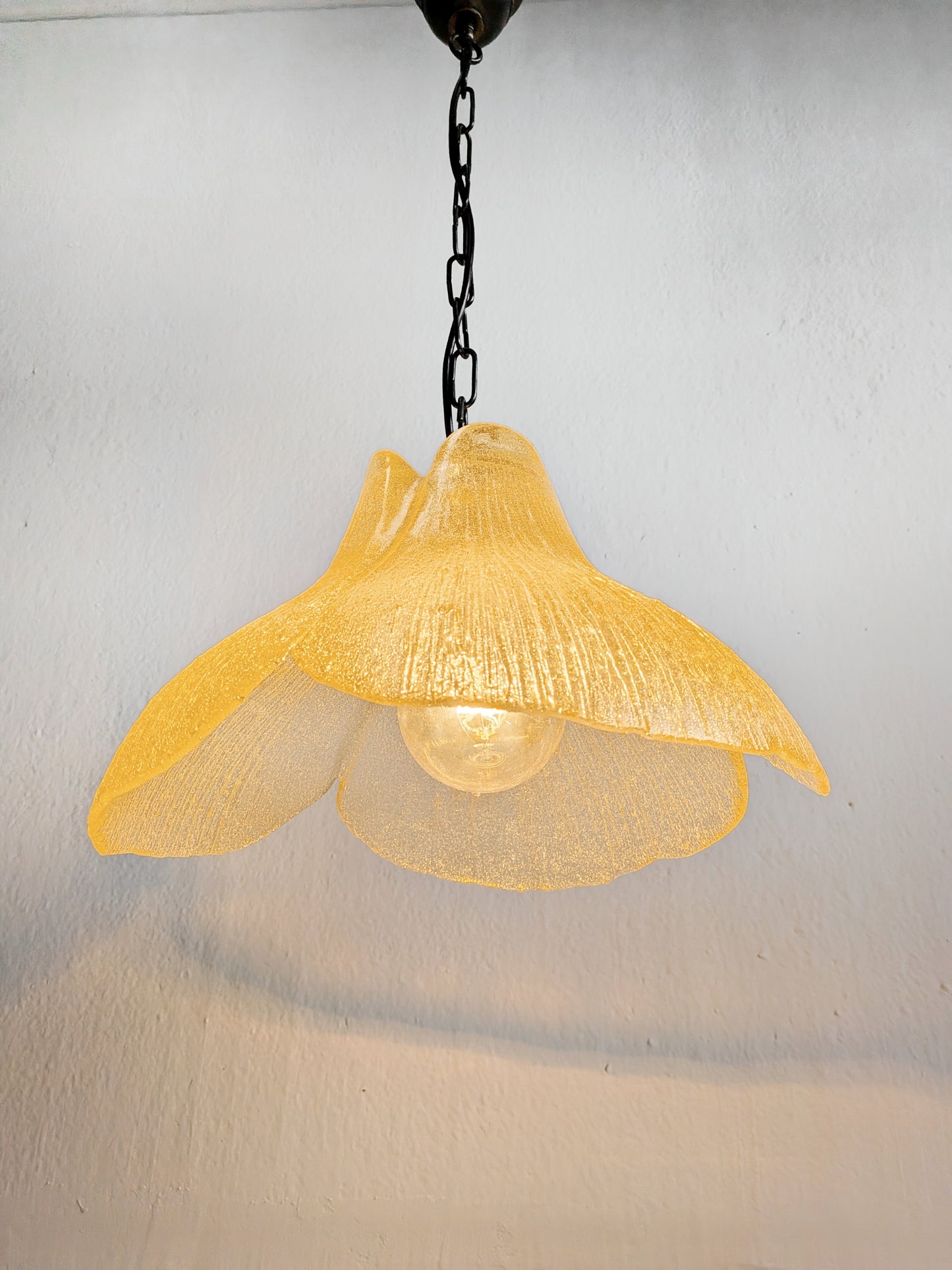 Flower Shaped Glass Pendant Lamp 1970s