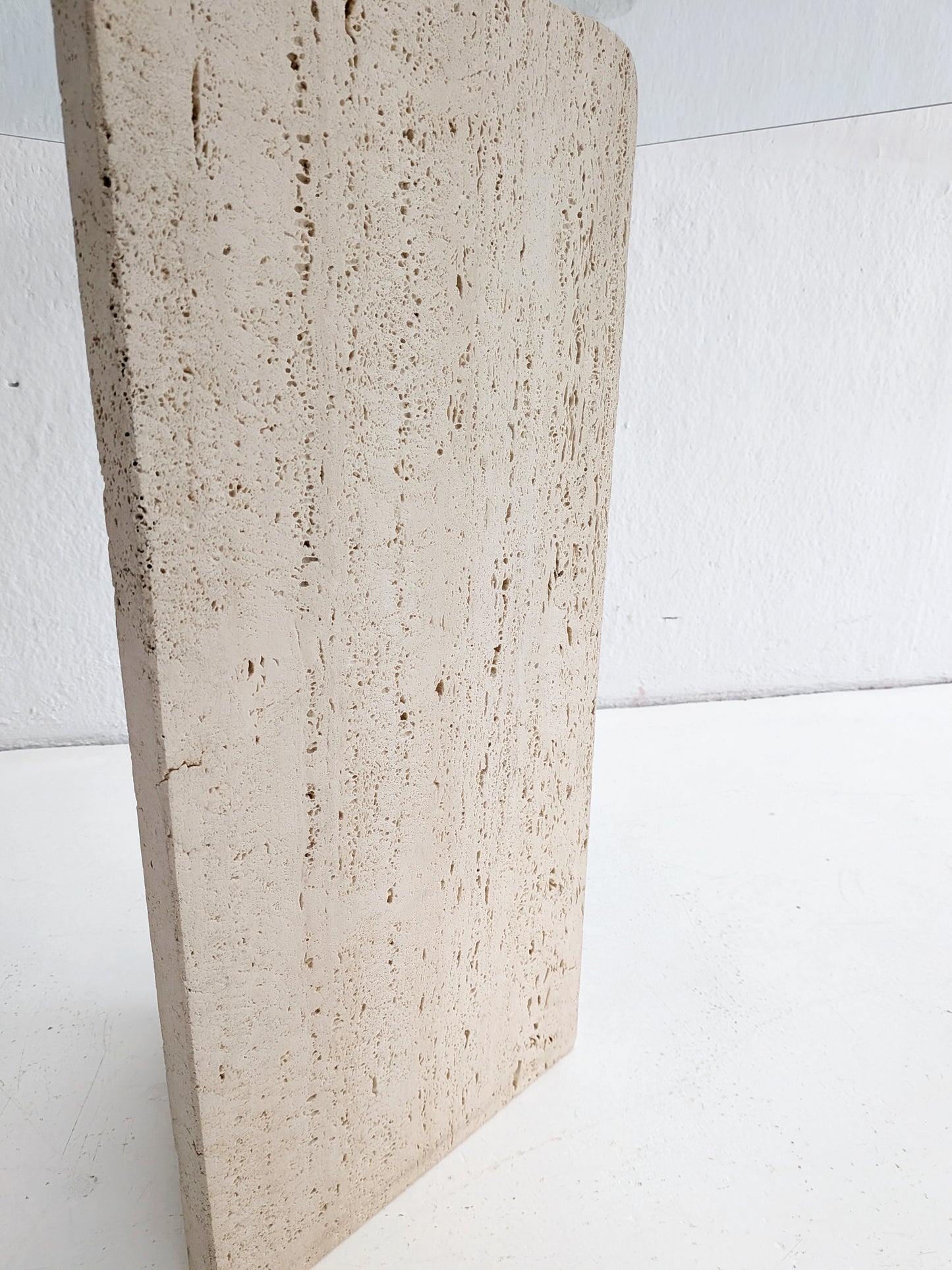 Travertine & Glass Dining Table with Sculpted Legs 1970s