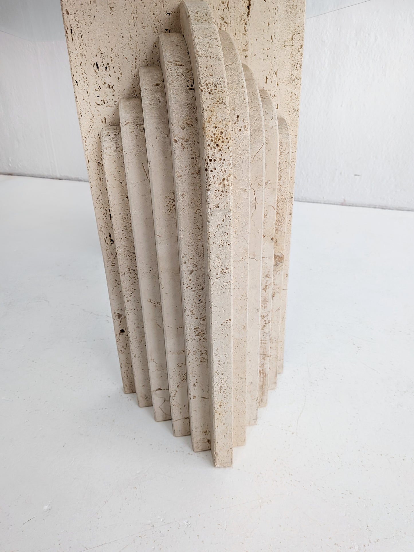 Travertine & Glass Dining Table with Sculpted Legs 1970s
