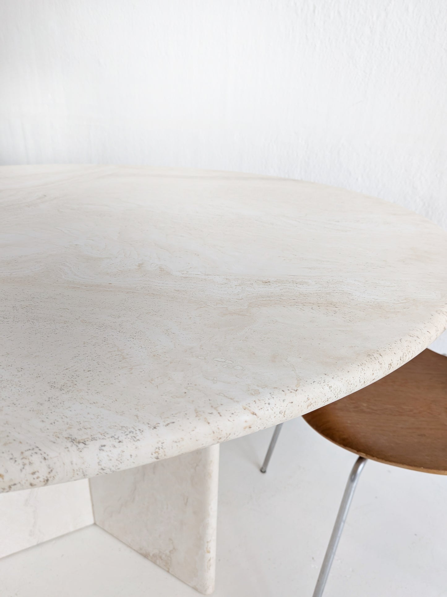 Round Travertine Dining Table 1980's