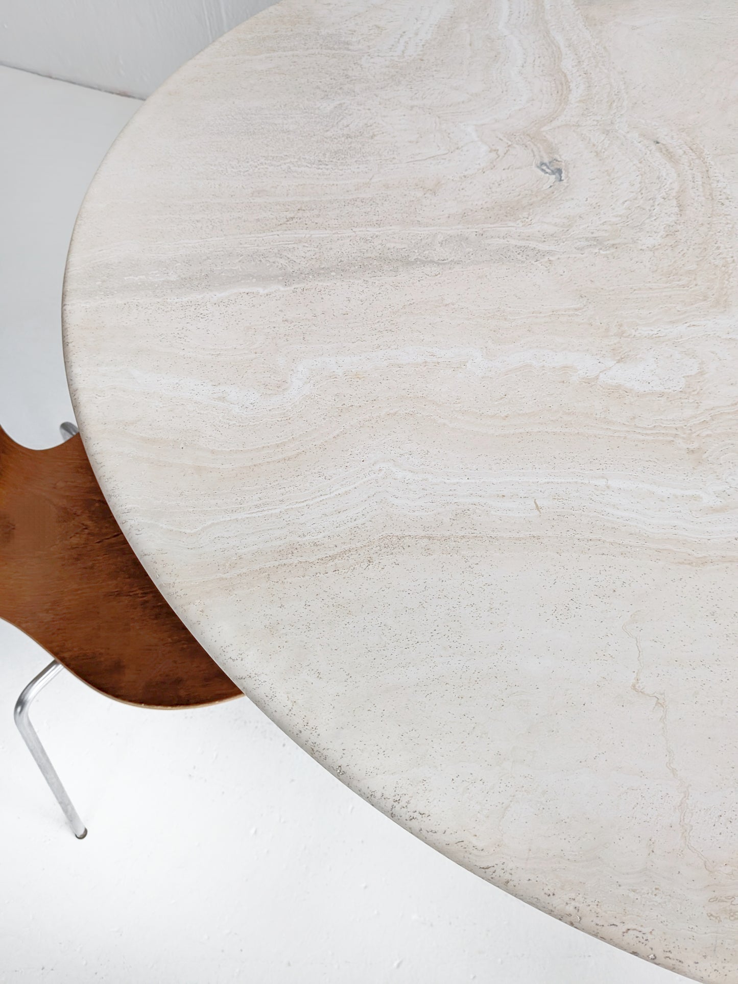 Round Travertine Dining Table 1980's