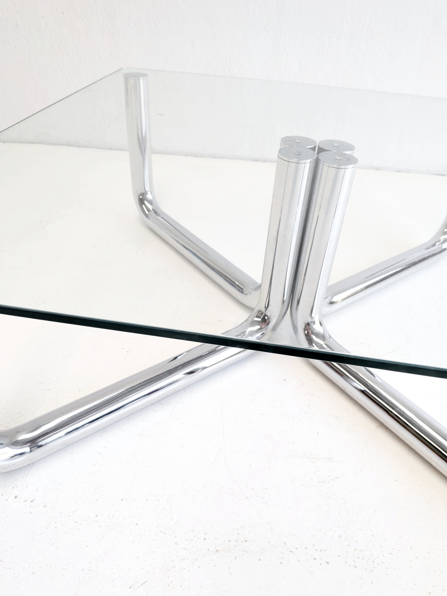Space Age Chrome & Glass Coffee Table 1970s