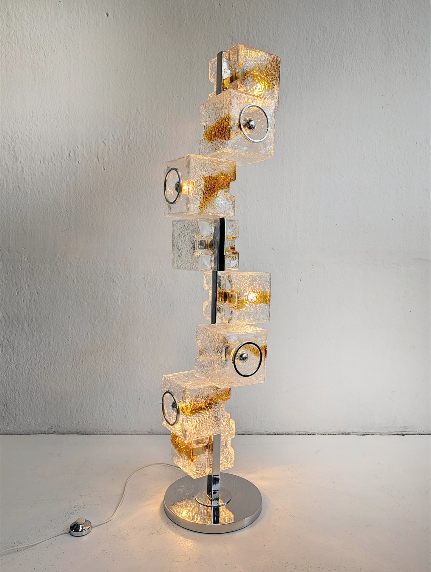 Murano Glass Cube Floor Lamp by Toni Zucherri for Veart 1960s