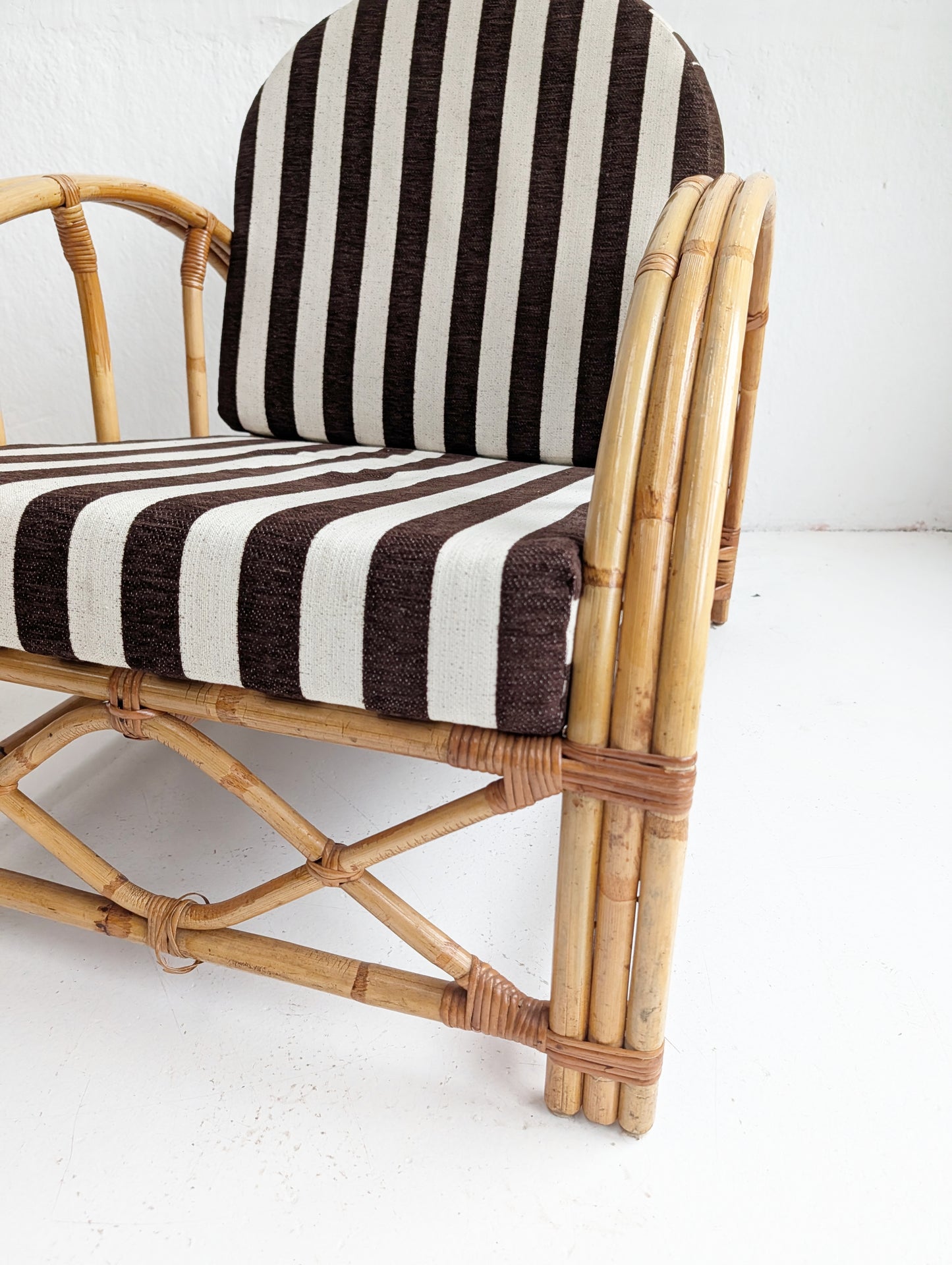Rattan Pencil Reed Lounge Chair 1960s