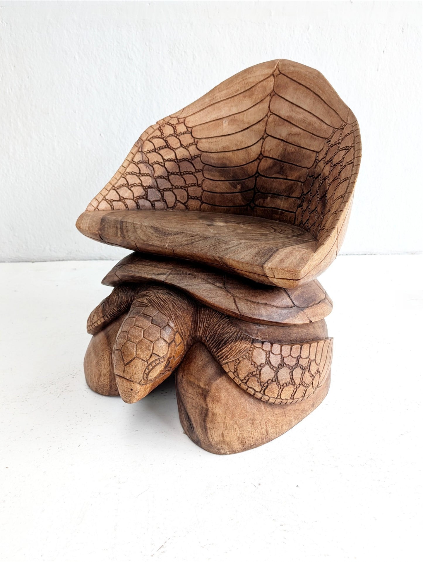 Hand Carved Artisan Turtle Accent Chair 1970s